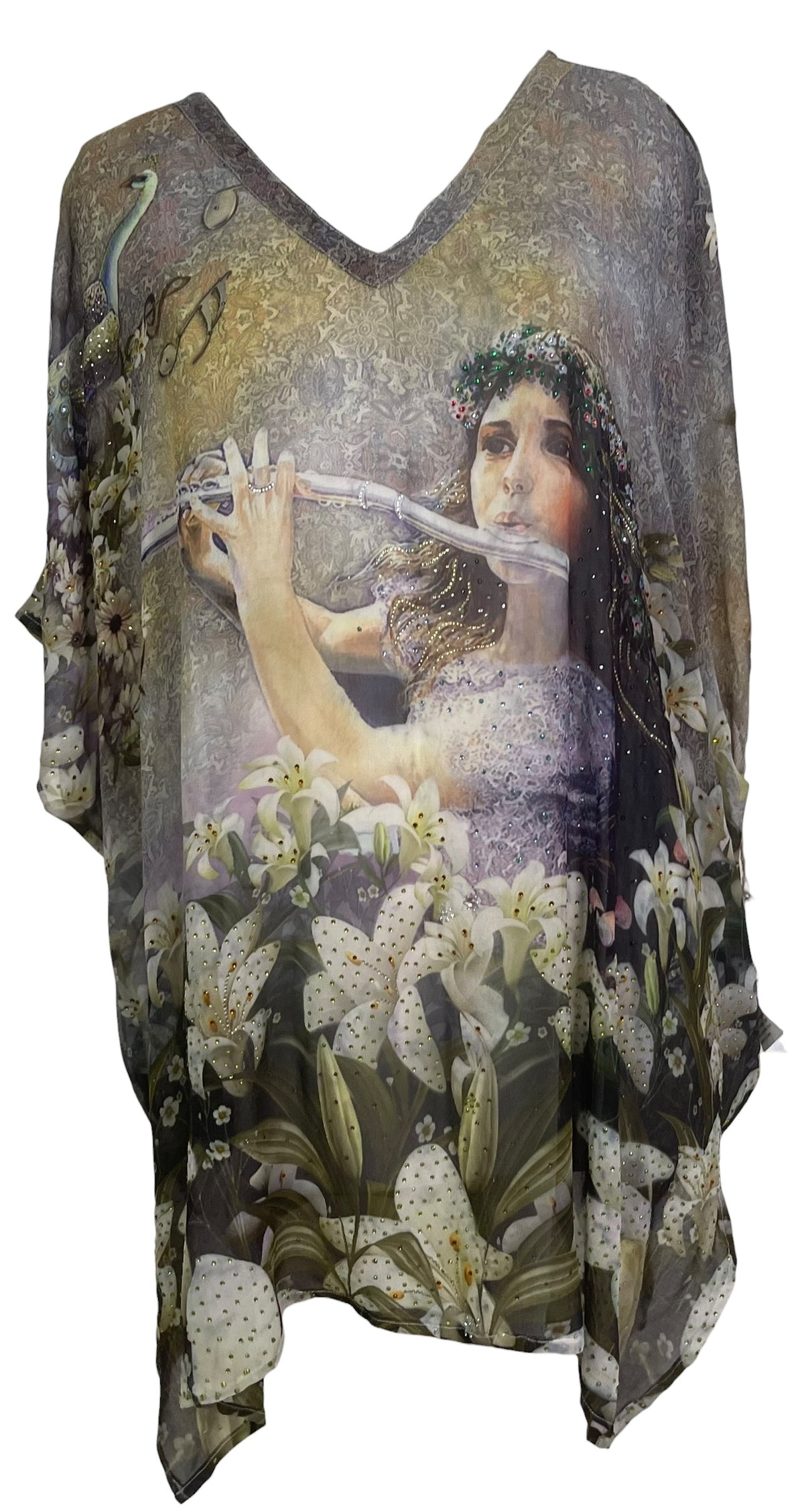 Releases Sunday at 8pm EST PRG8582 Sheer Avatar Pure Silk Short Kaftan Tunic with Slits