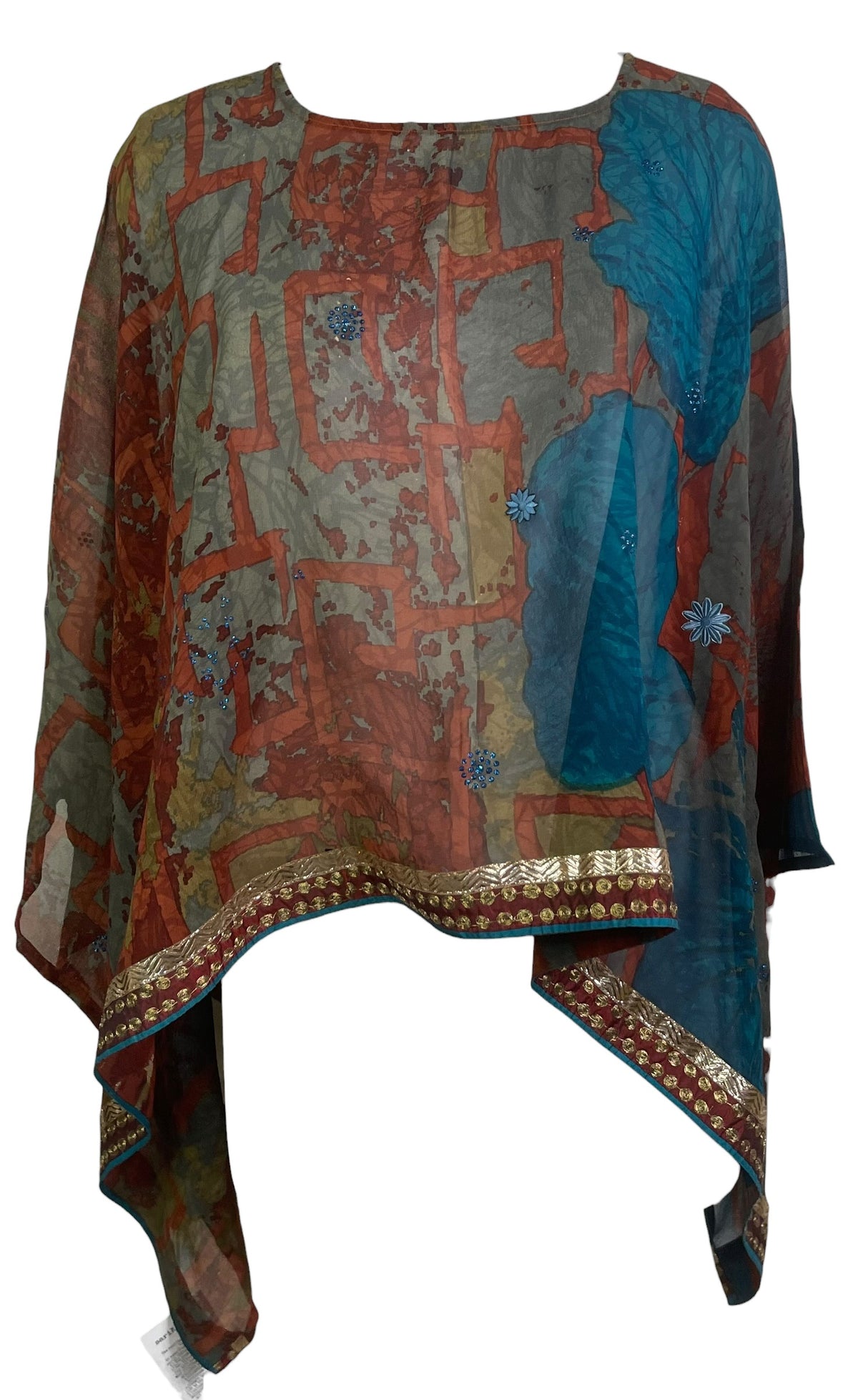 PRG8708 Sheer Wabi Sabi Pure Silk Capelet Poncho by HOLD – Handmade ethical Poncho from sariKNOTsari using upcycled silk. Designed in Canada for travel and slow fashion, loved from Toronto to LA to Sydney. Featuring Zsiska, Bryn Walker and Artisan Leather coats by Rejean Pepin, Pepin designs
