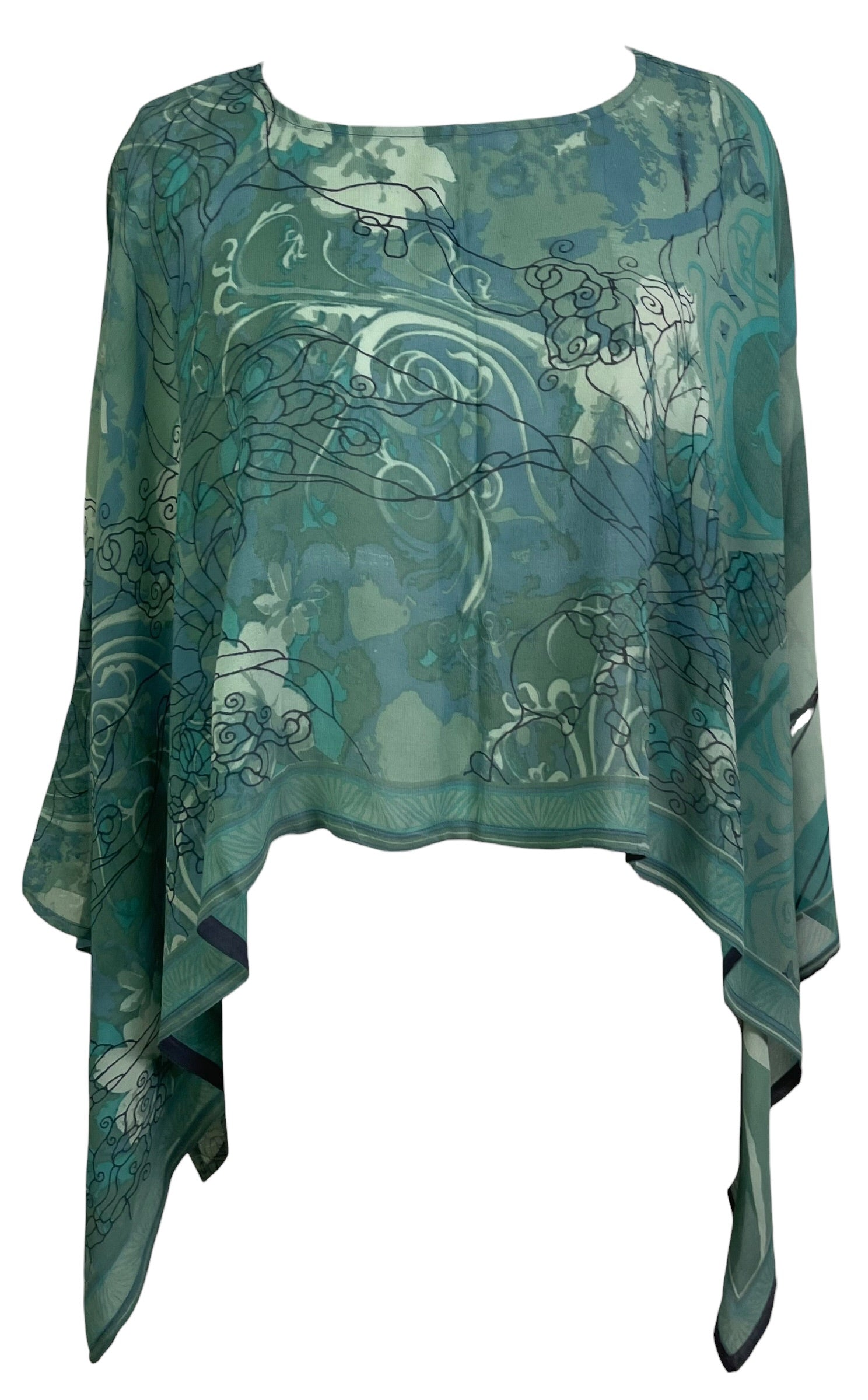 PRG8722 Sheer Pure Silk Wabi Sabi Capelet Poncho