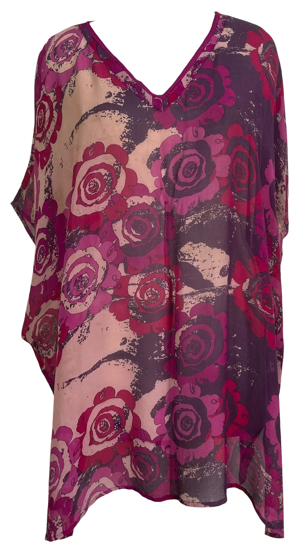 Releases Sunday at 8pm EST  PRG8758 Sheer Wabi Sabi Pure Silk Short Kaftan Tunic With Slits