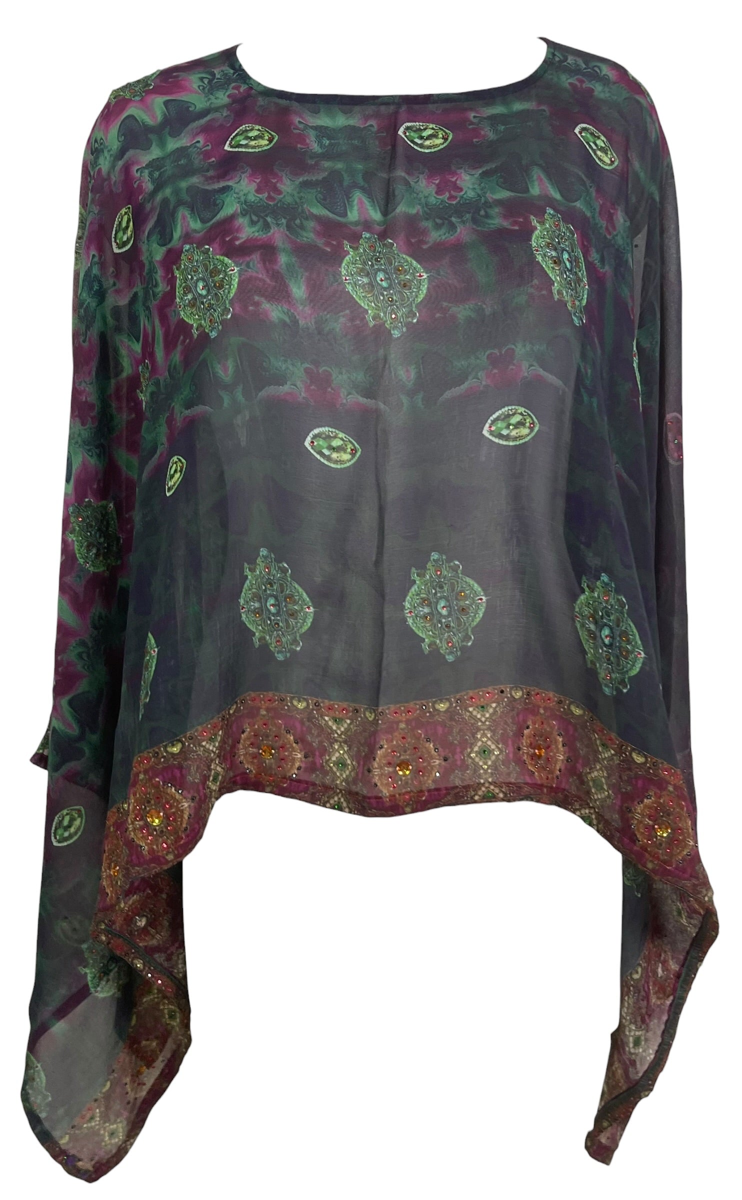PRG8766 Sheer Avatar Pure Silk Capelet Poncho