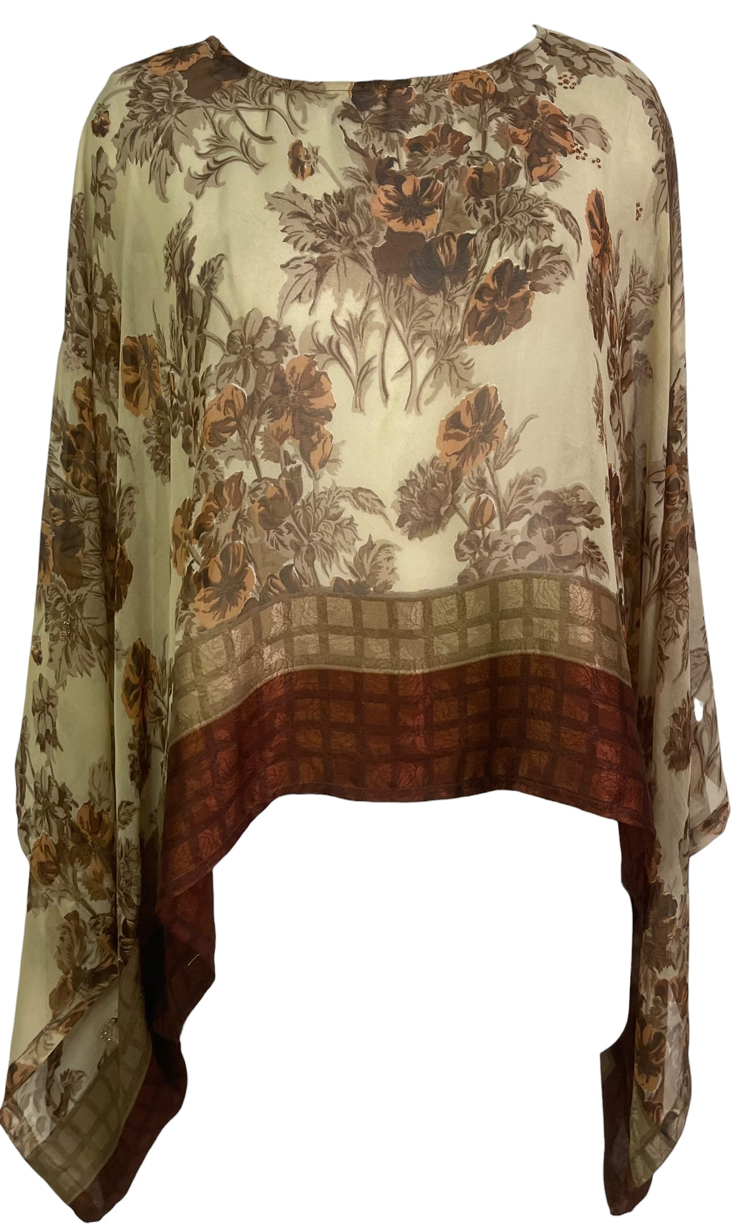 PREVIEW PRG8776 Sheer Avatar Pure Silk Kimono-Sleeved Top by MARCH2026 – Handmade ethical Kimono Top from sariKNOTsari using upcycled silk. Designed in Canada for travel and slow fashion, loved from Toronto to LA to Sydney.