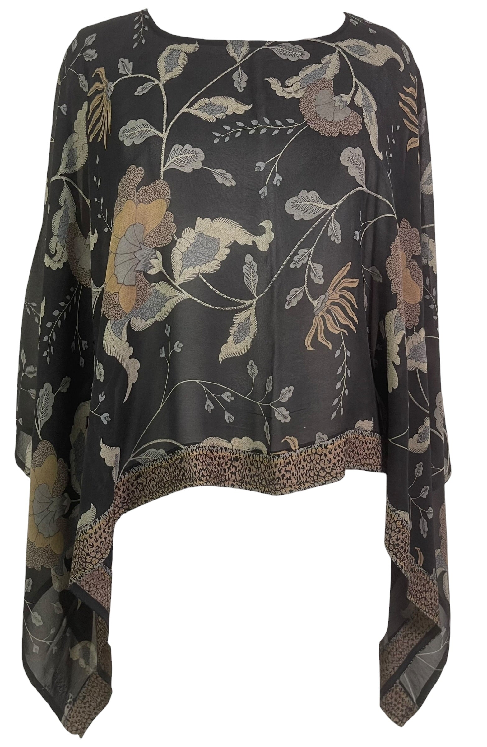PRG8865 Sheer Avatar Pure Silk Capelet Poncho