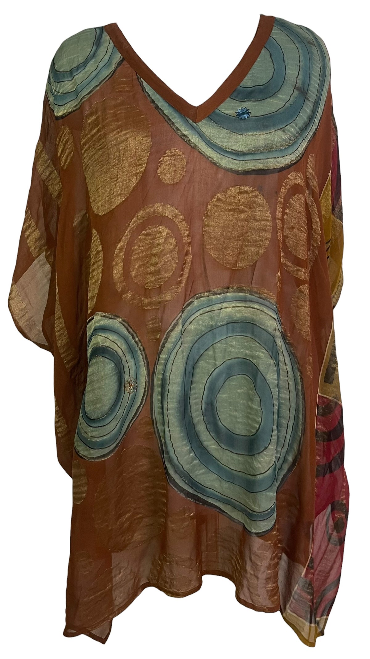 Releases Sunday at 8pm EST  PRG8871 Sheer Wabi Sabi Pure Silk Short Kaftan Tunic With Slits