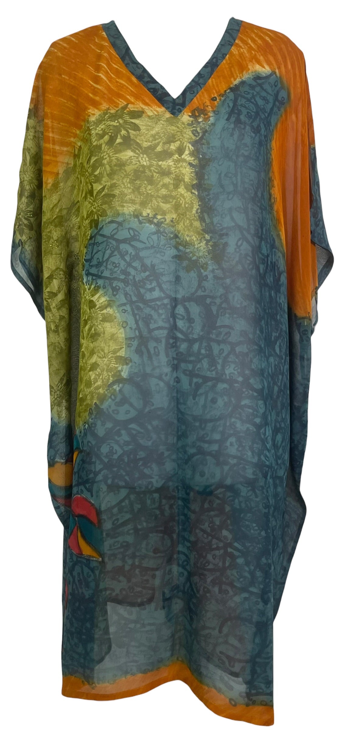 PRG8954 Sheer Avatar Pure Silk Midi Length Kaftan
