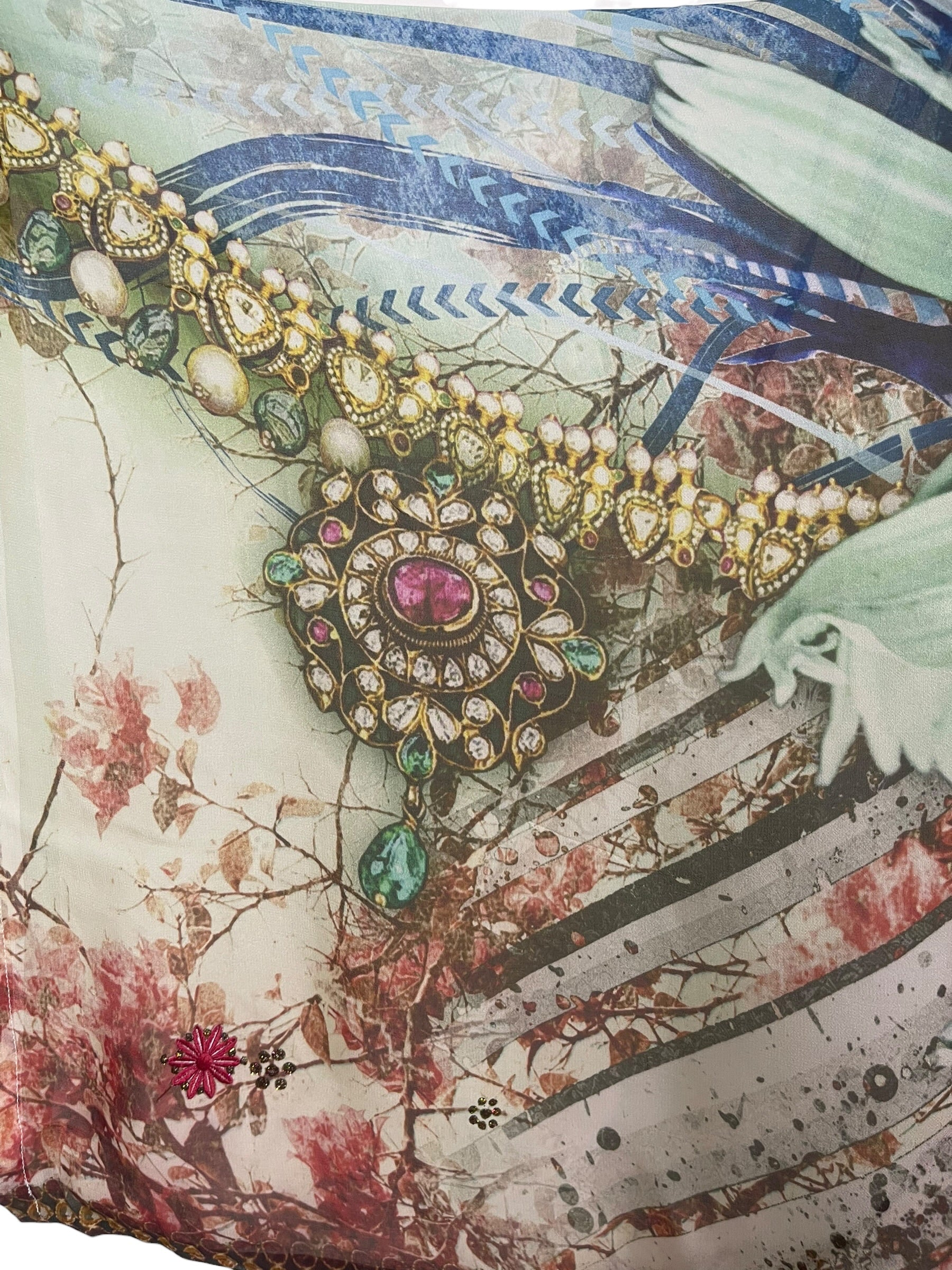 Releases Sunday at 8pm EST PRG9018 Sheer Avatar Pure Silk Kimono-Sleeved Top
