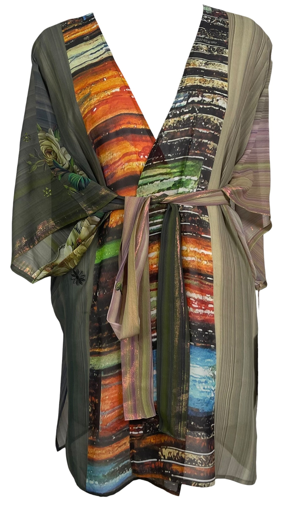 Releases Sunday at 8pm EST  PRG9019 Sheer Avatar Pure Silk Kimono-Sleeved Jacket with Belt