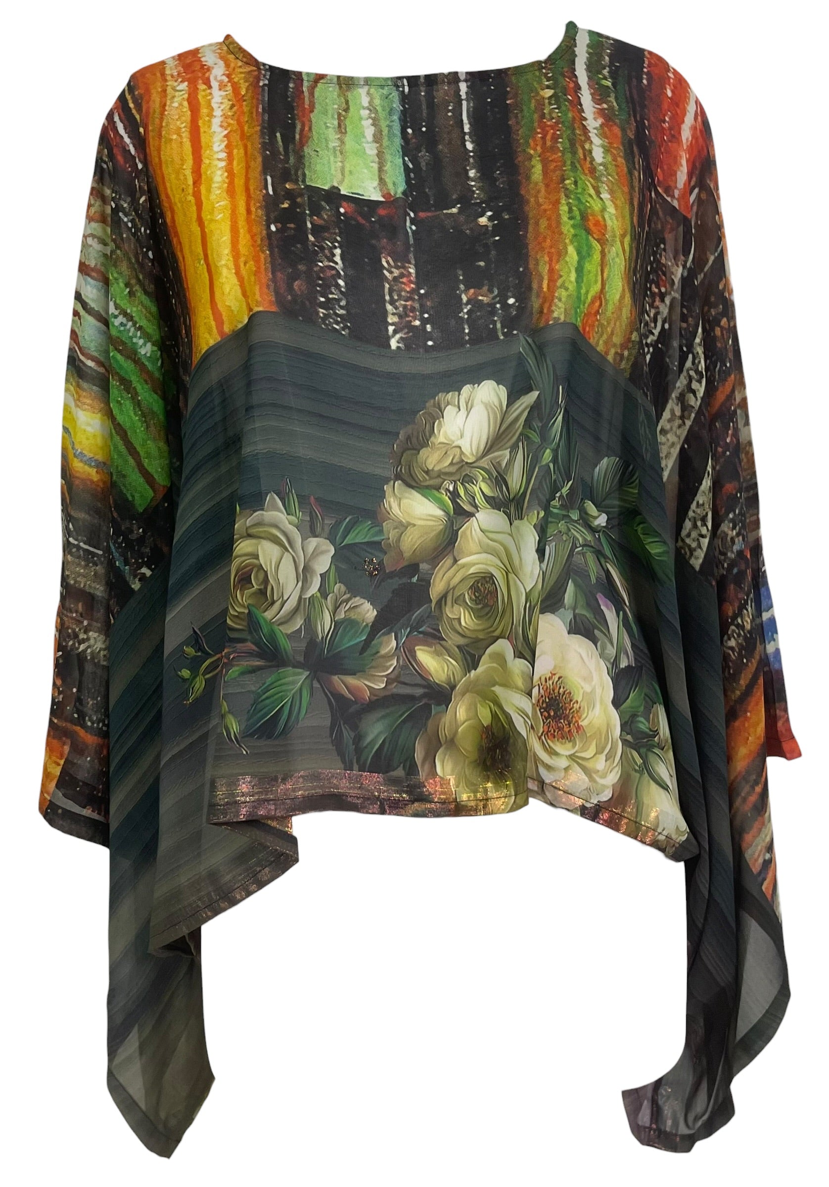 Releases Sunday at 8pm EST PRG9019 Sheer Avatar Pure Silk Kimono-Sleeved Top