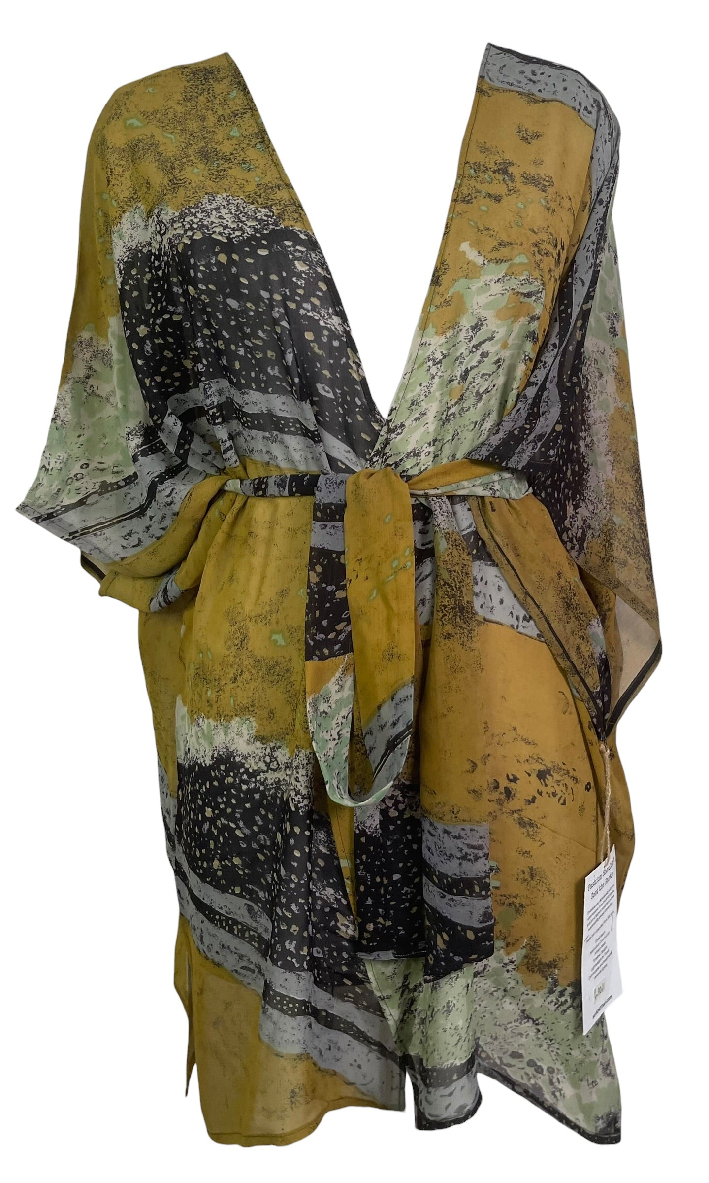 PRG9021 Sheer Avatar Pure Silk Kimono-Sleeved Jacket with Belt