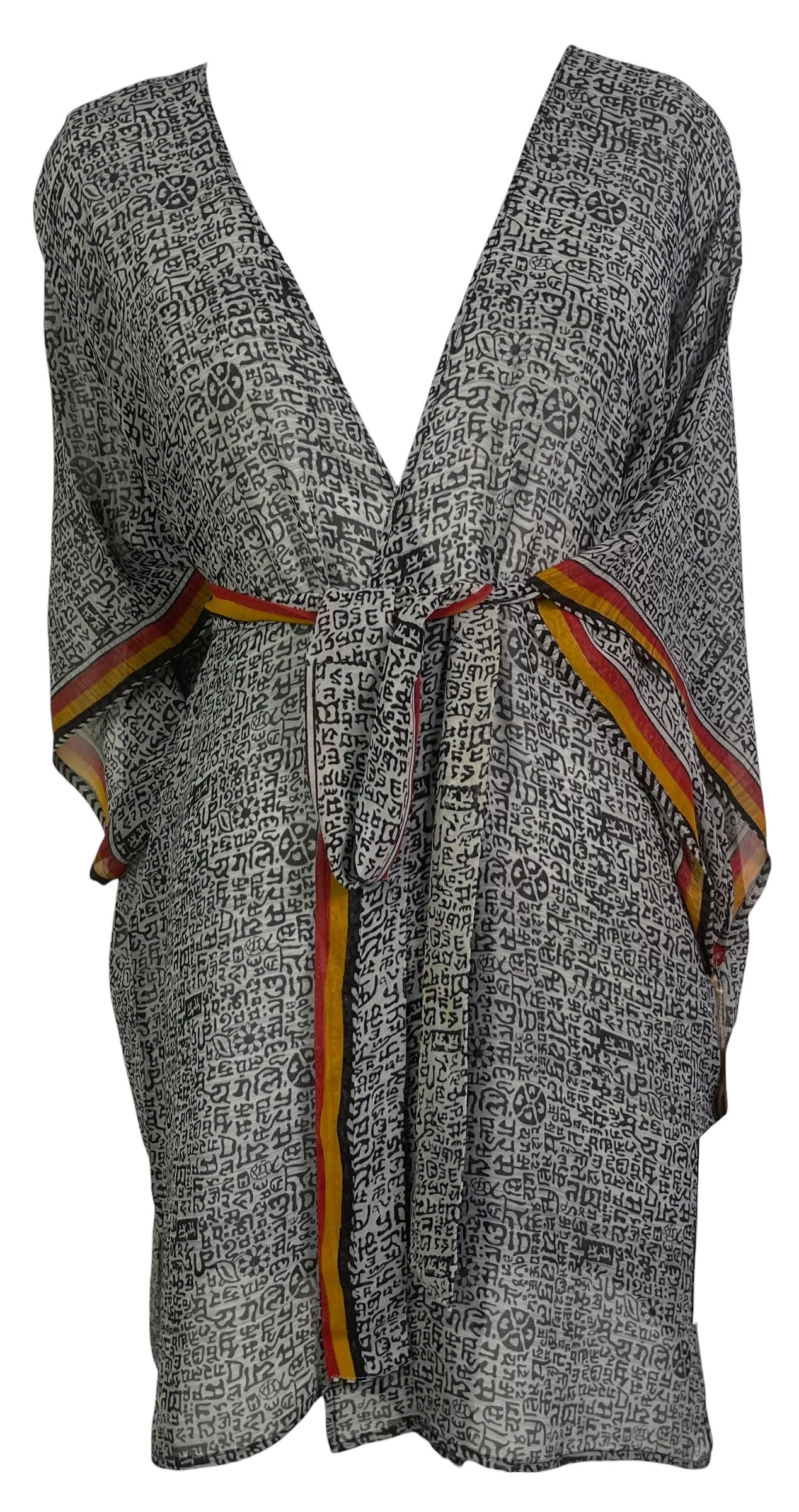 Releases Sunday at 8pm EST PRG9023 Sheer Wabi Sabi Pure Silk Kimono-Sleeved Jacket with Belt