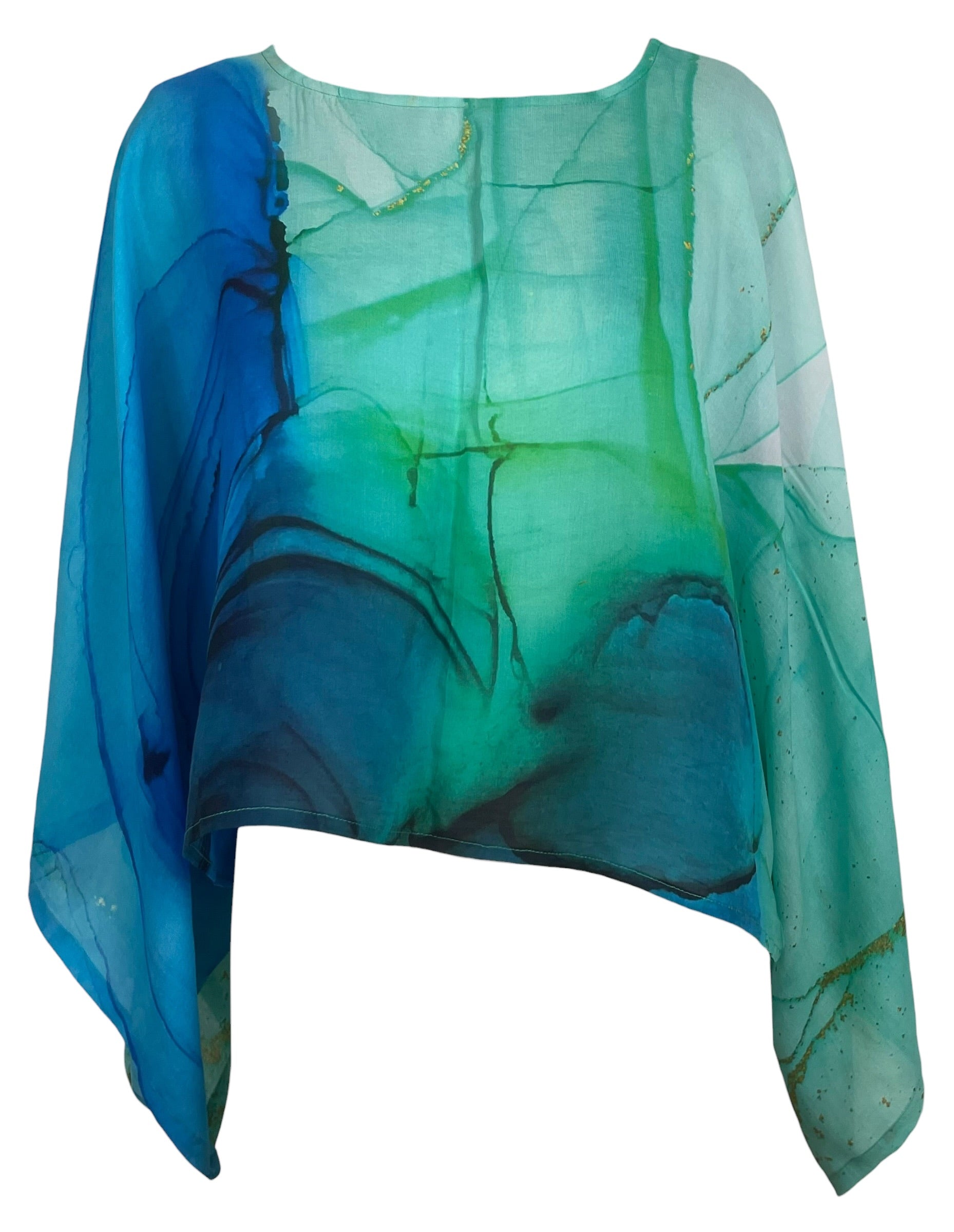 PRG9025 Sheer Avatar Pure Silk Kimono-Sleeved Top
