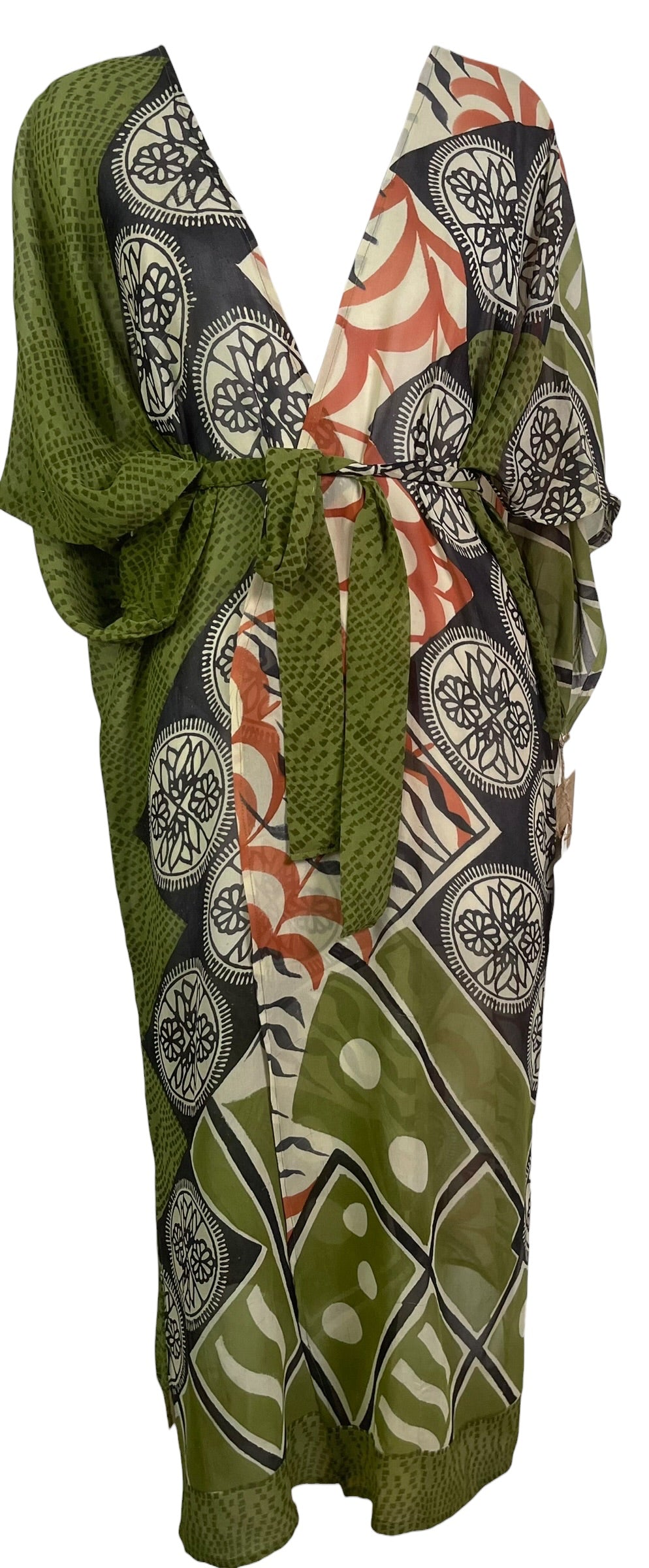 Releases Sunday at 8pm EST PRG9044 Sheer Wabi Sabi Pure Silk Kimono Sleeved Duster with Belt
