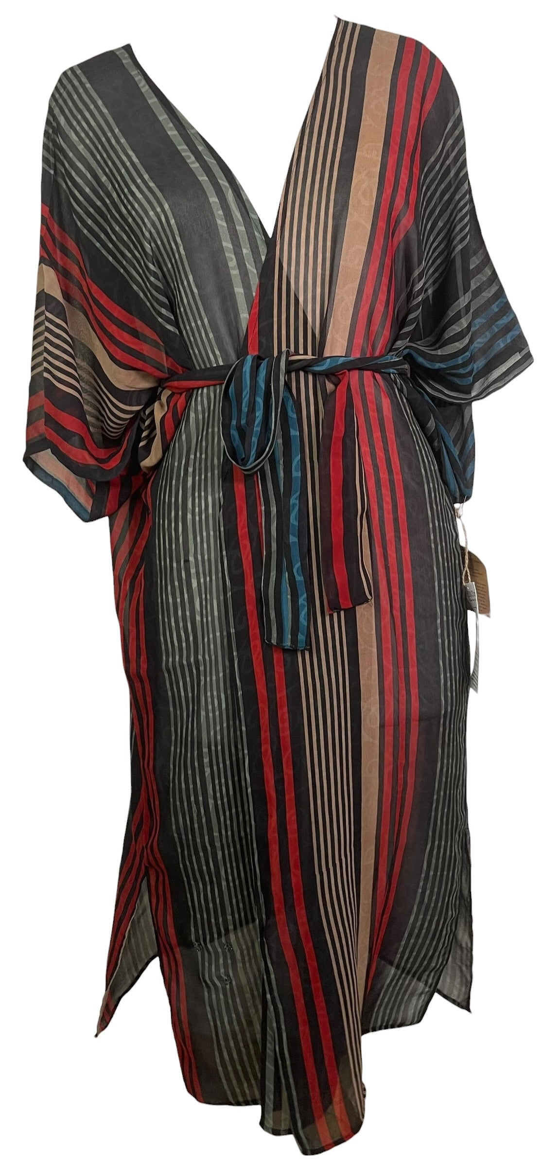 Releases Sunday at 8pm EST PRG9045 Sheer Wabi Sabi Pure Silk Kimono Sleeved Duster with Belt