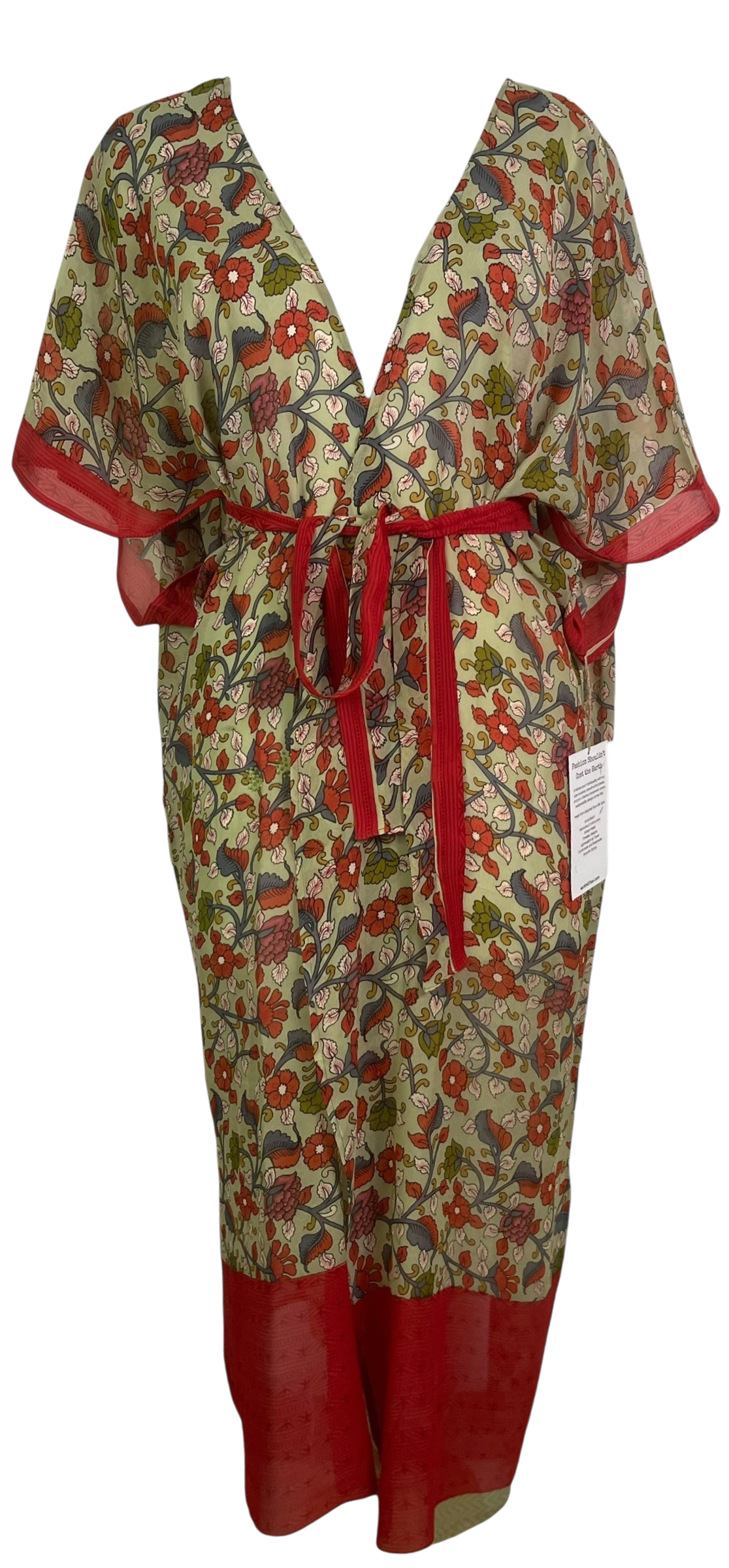 Releases Sunday at 8pm EST PRG9053 Sheer Avatar Long Pure Silk Kimono Sleeved Duster with Belt