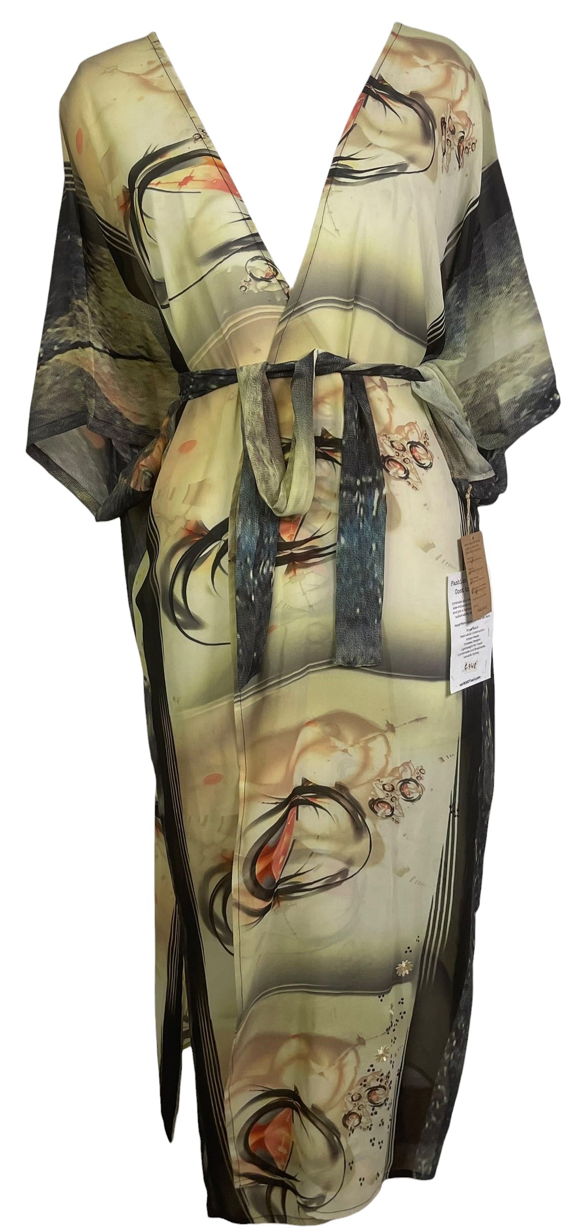 Releases Sunday at 8pm EST  PRG9128 Sheer Wabi Sabi Pure Silk Kimono Sleeved Duster with Belt