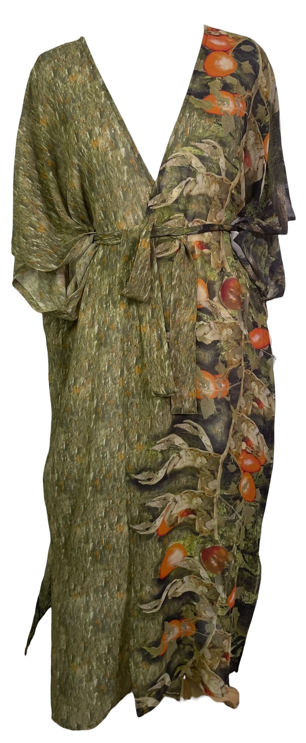 Releases Sunday at 8pm EST PRG9131 Sheer Avatar Long Pure Silk Kimono Sleeved Duster with Belt