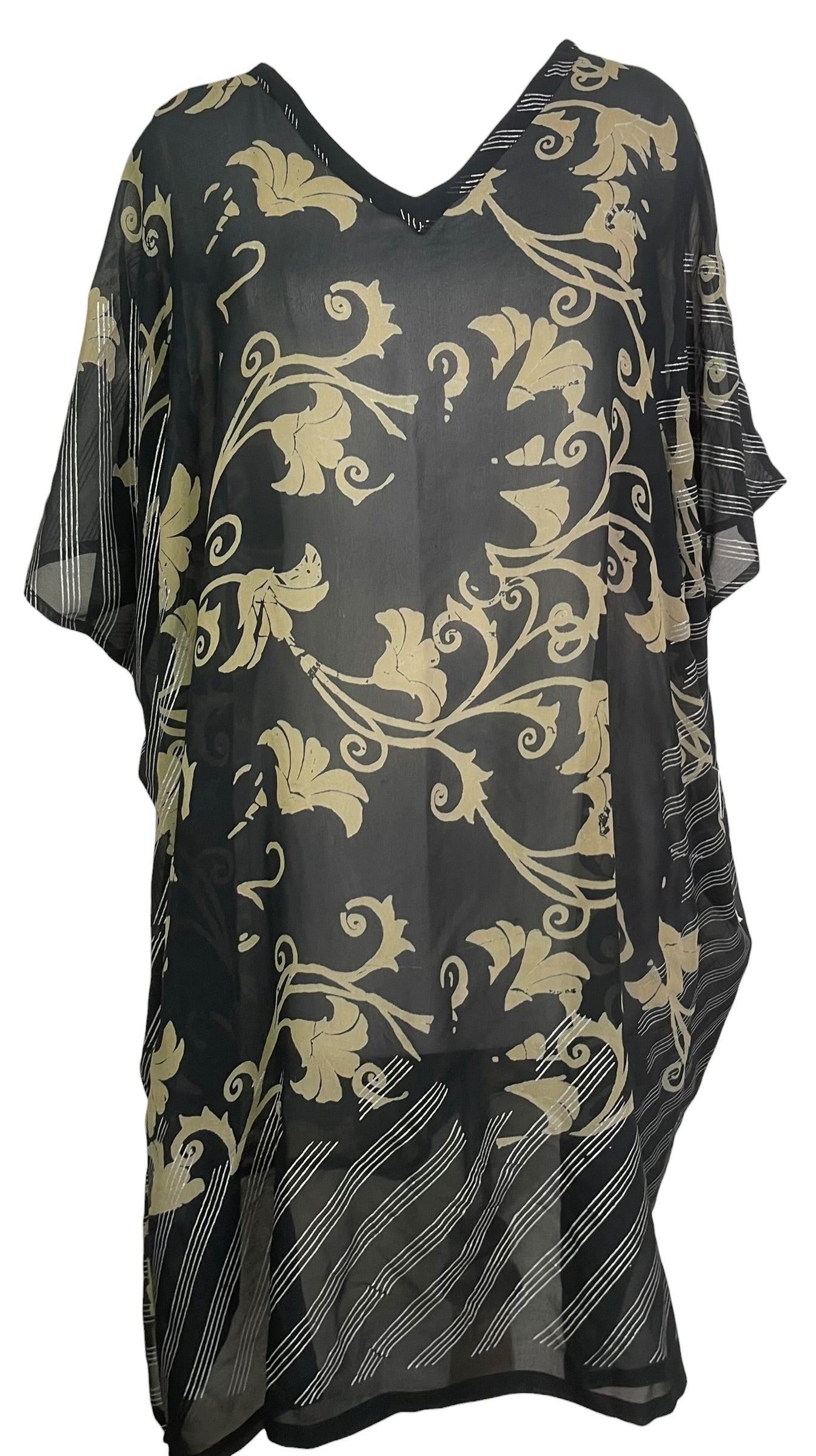PRG9139 Sheer Wabi Sabi Pure Silk Midi Length Kaftan