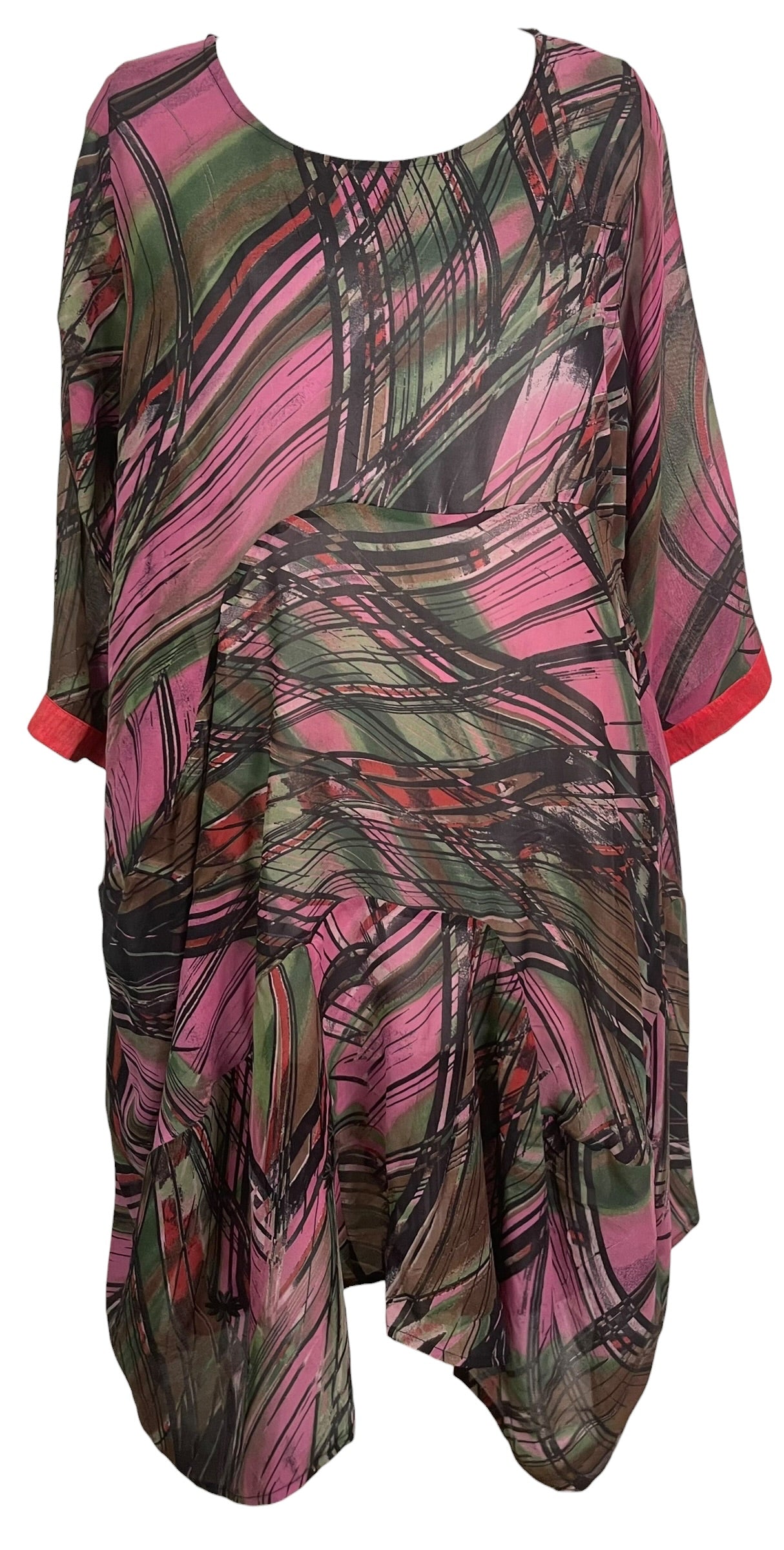 Releases Sunday at 8pm EST  PRG9160 Sheer Wabi Sabi Sculptural Pure Silk Long Tunic Dress