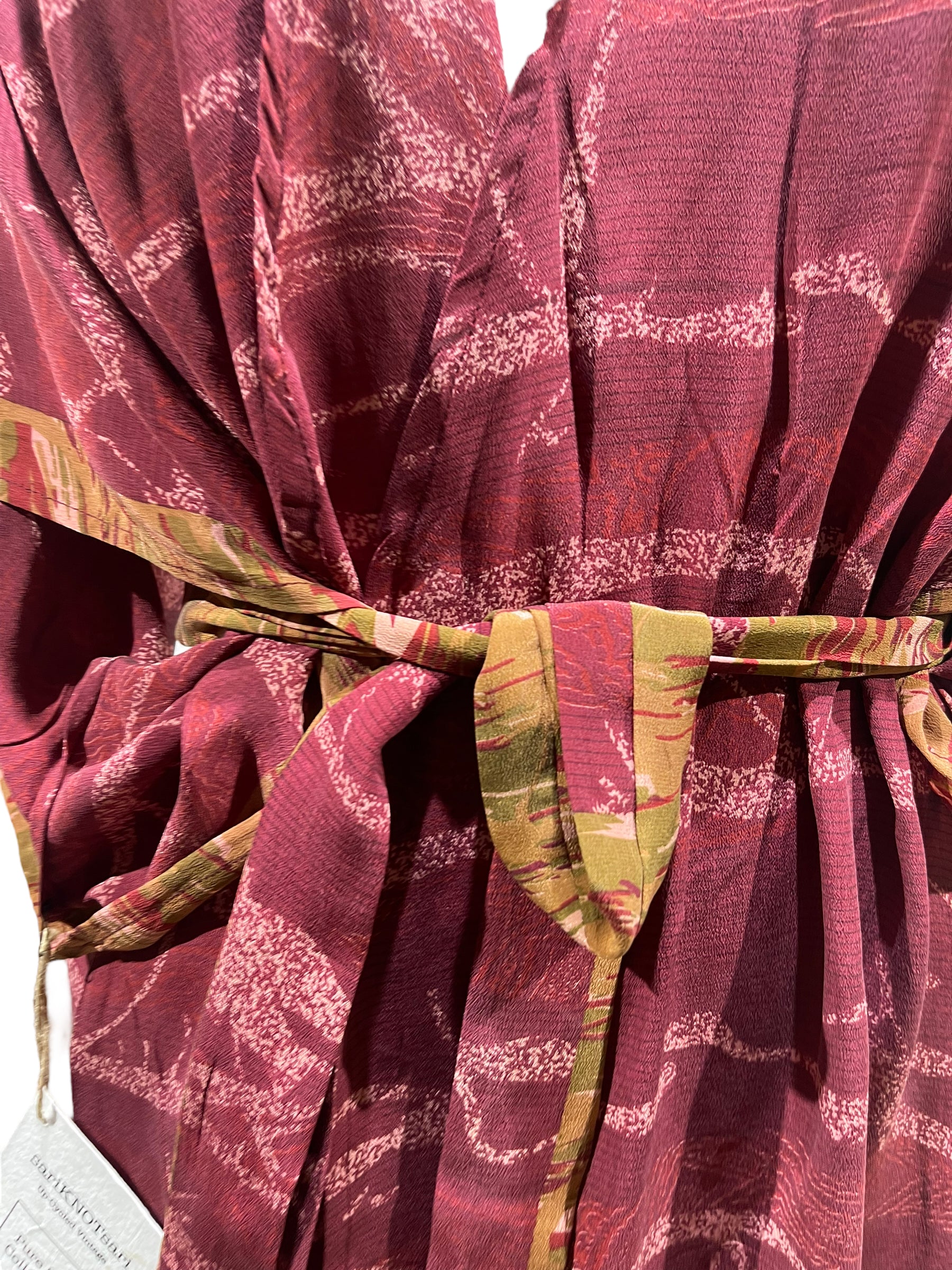 PRC5360  Avatar Long Pure Silk Kimono Sleeved Duster with Belt