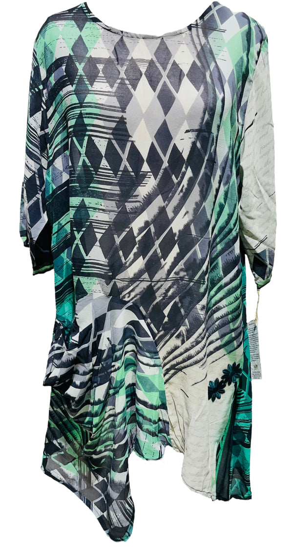 PRG3514 Sheer Avatar Pure Silk Self Pocket Tunic Dress