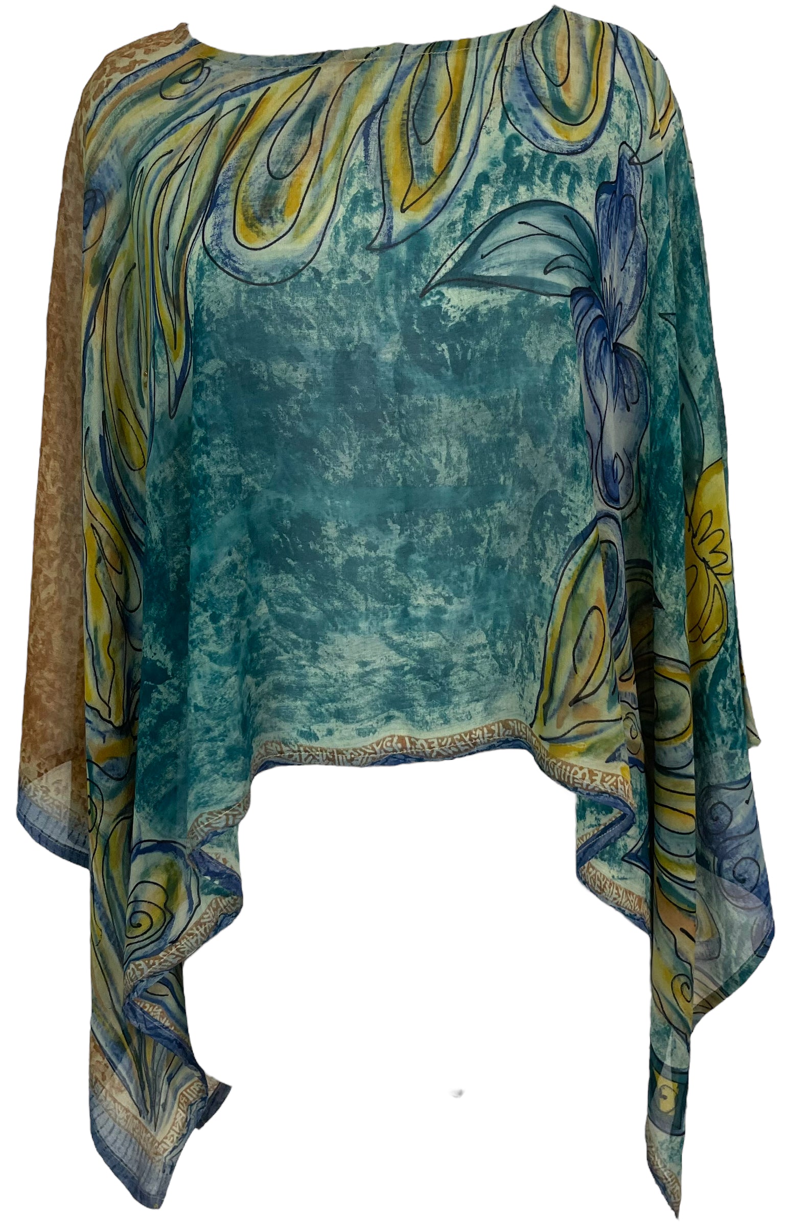 PRG5781 Sheer Avatar Pure Silk Capelet Poncho