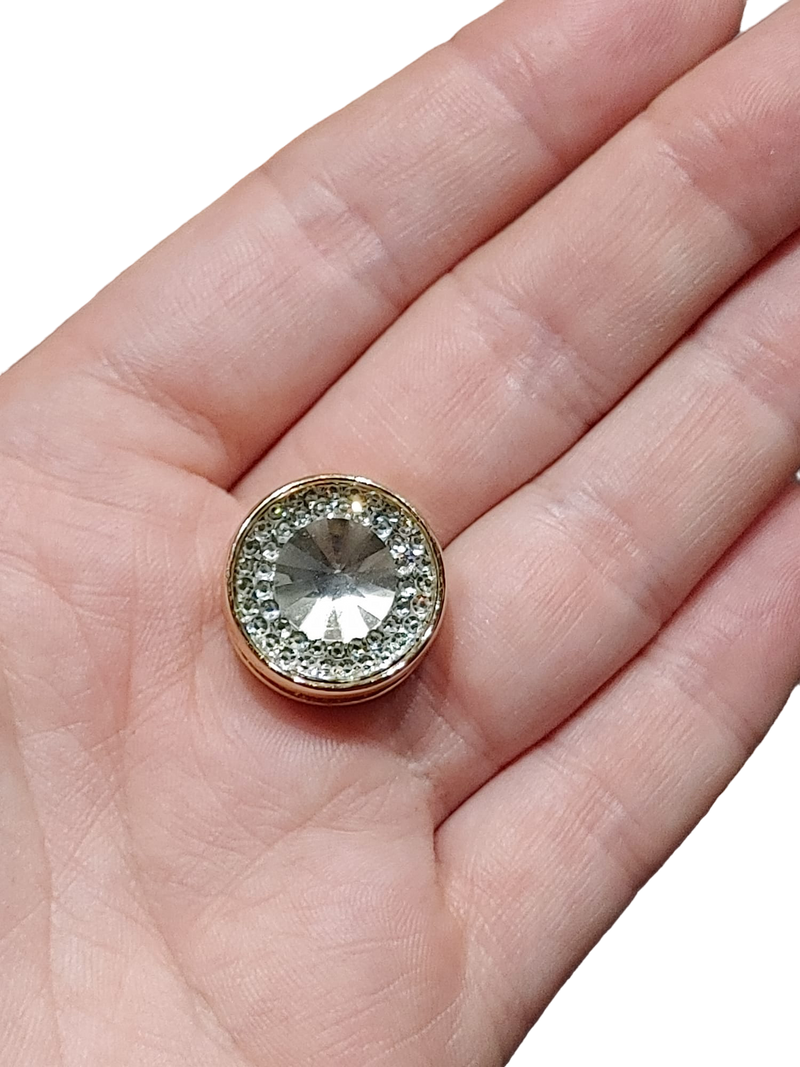 White Gem with Rhinestones Magnetic Button