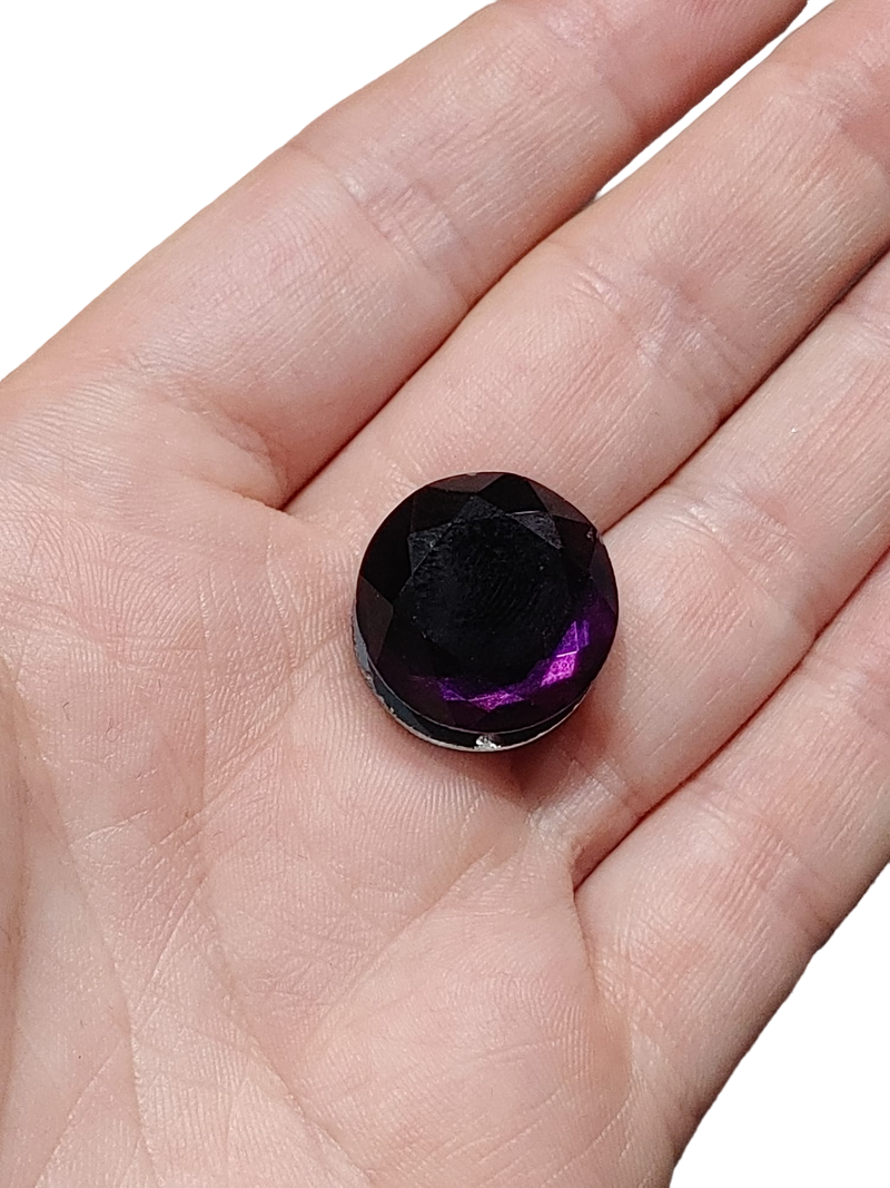 Opaque Faceted Purple Glass Magnetic Button
