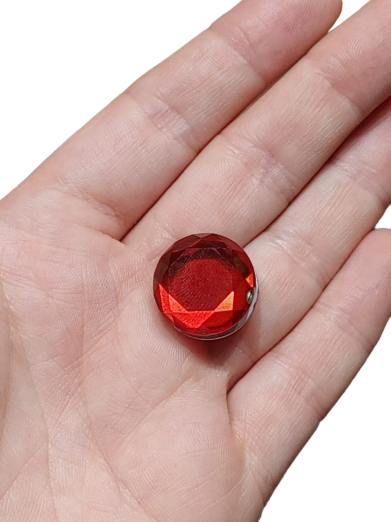 Opaque Faceted Red Glass Magnetic Button