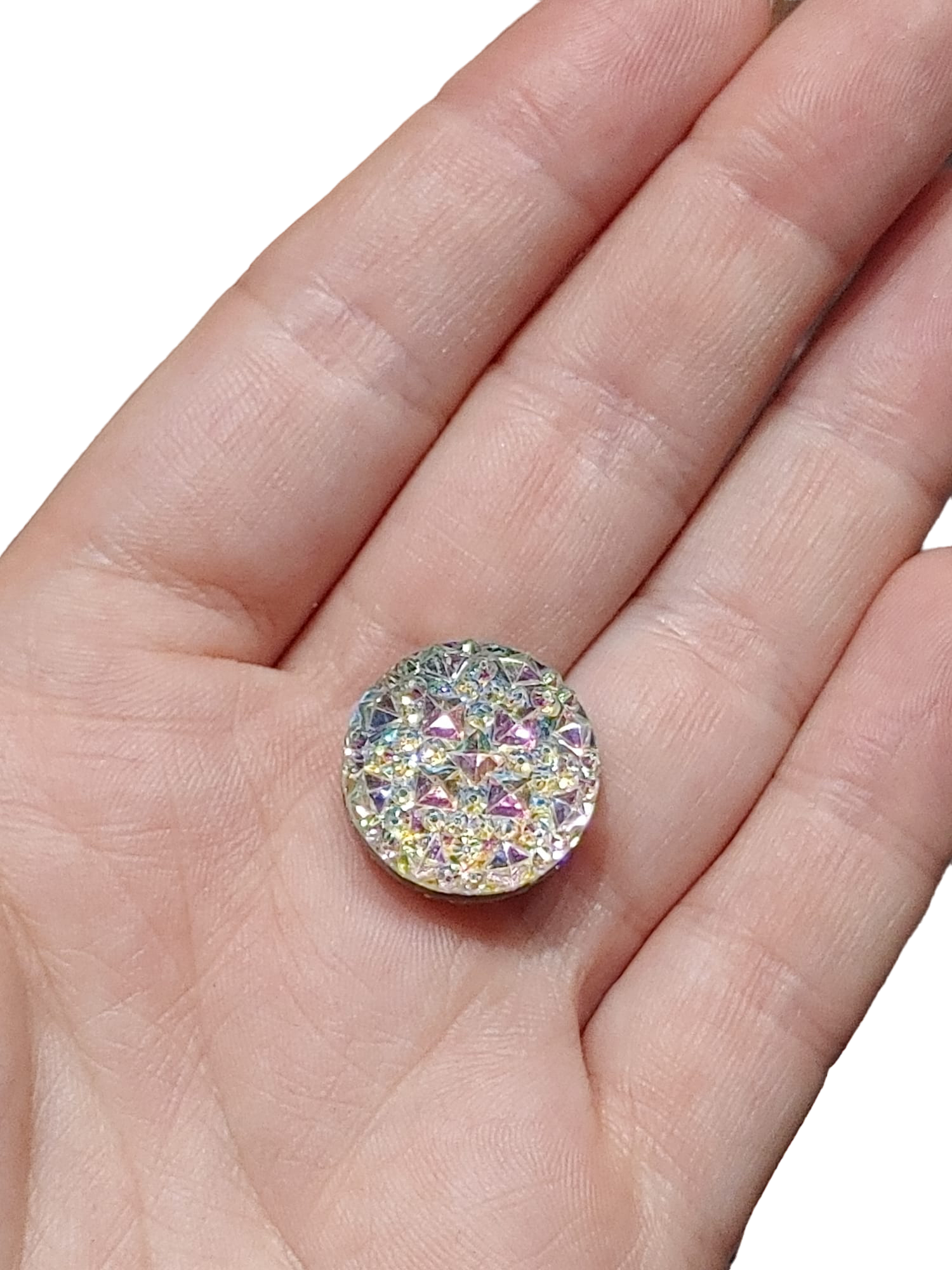 White Iridescent Cluster Magnetic Button