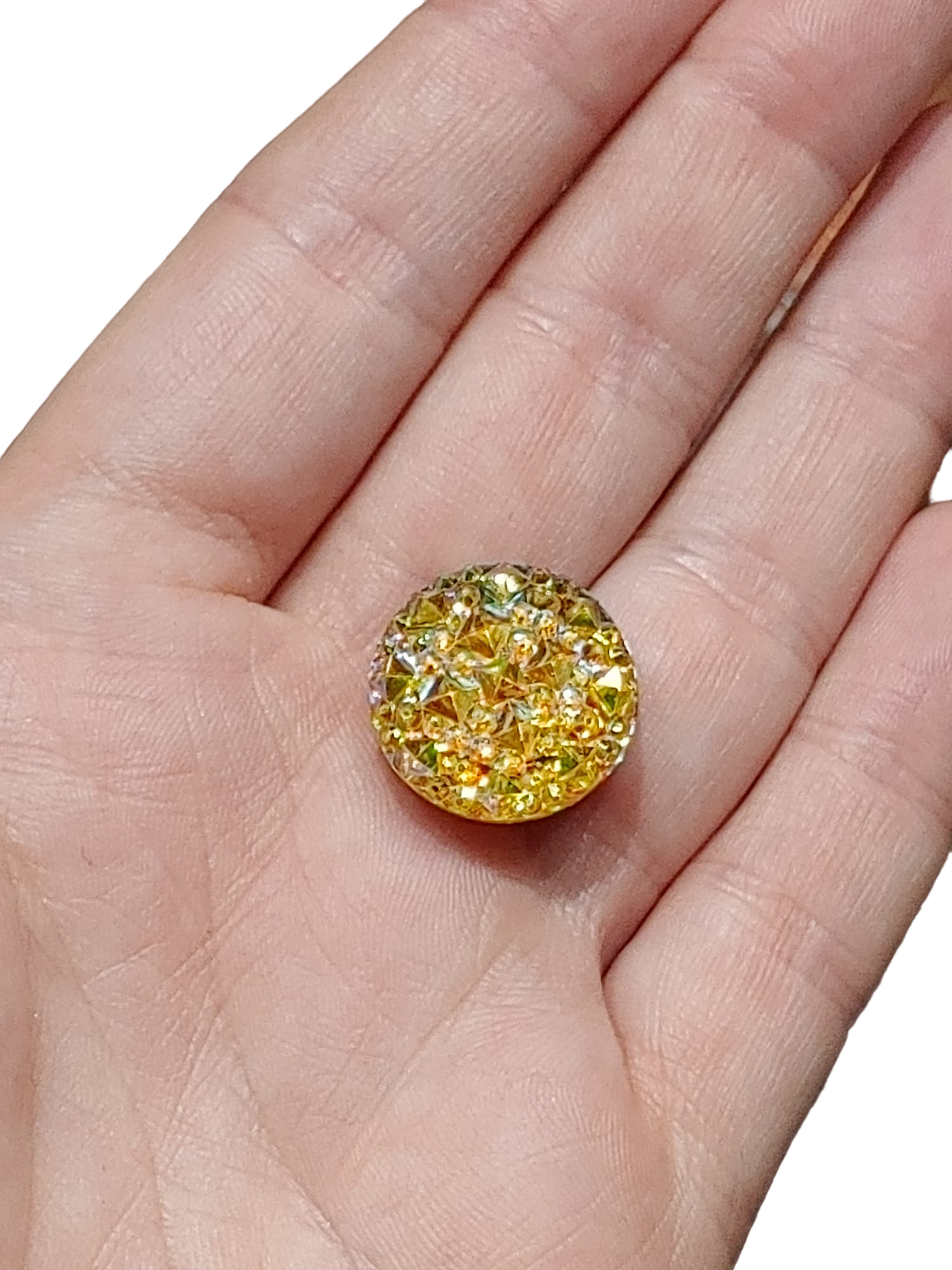 Yellow Iridescent Cluster Magnetic Button