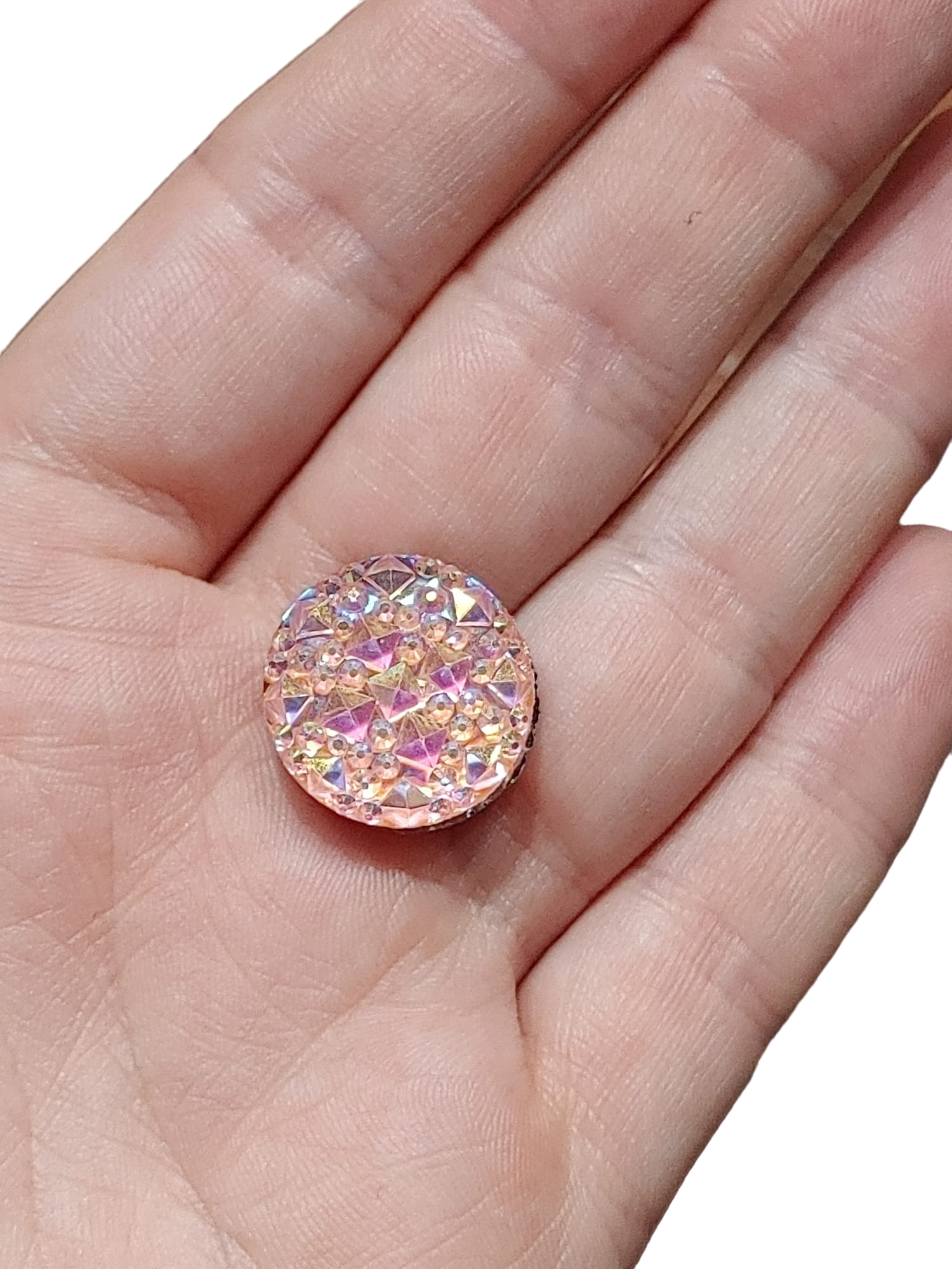 Pink Iridescent Cluster Magnetic Button