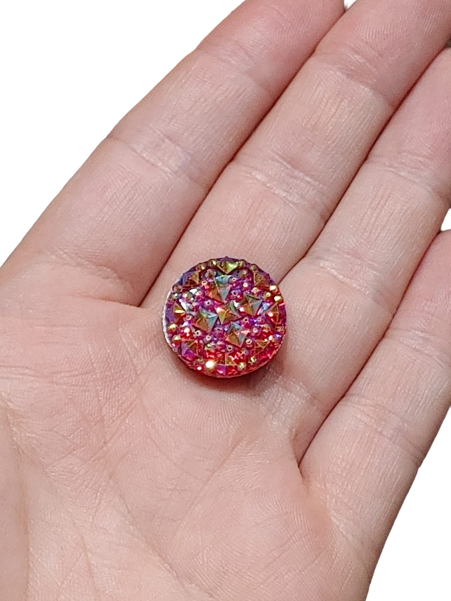 Red and Turquoise Iridescent Cluster Magnetic Button
