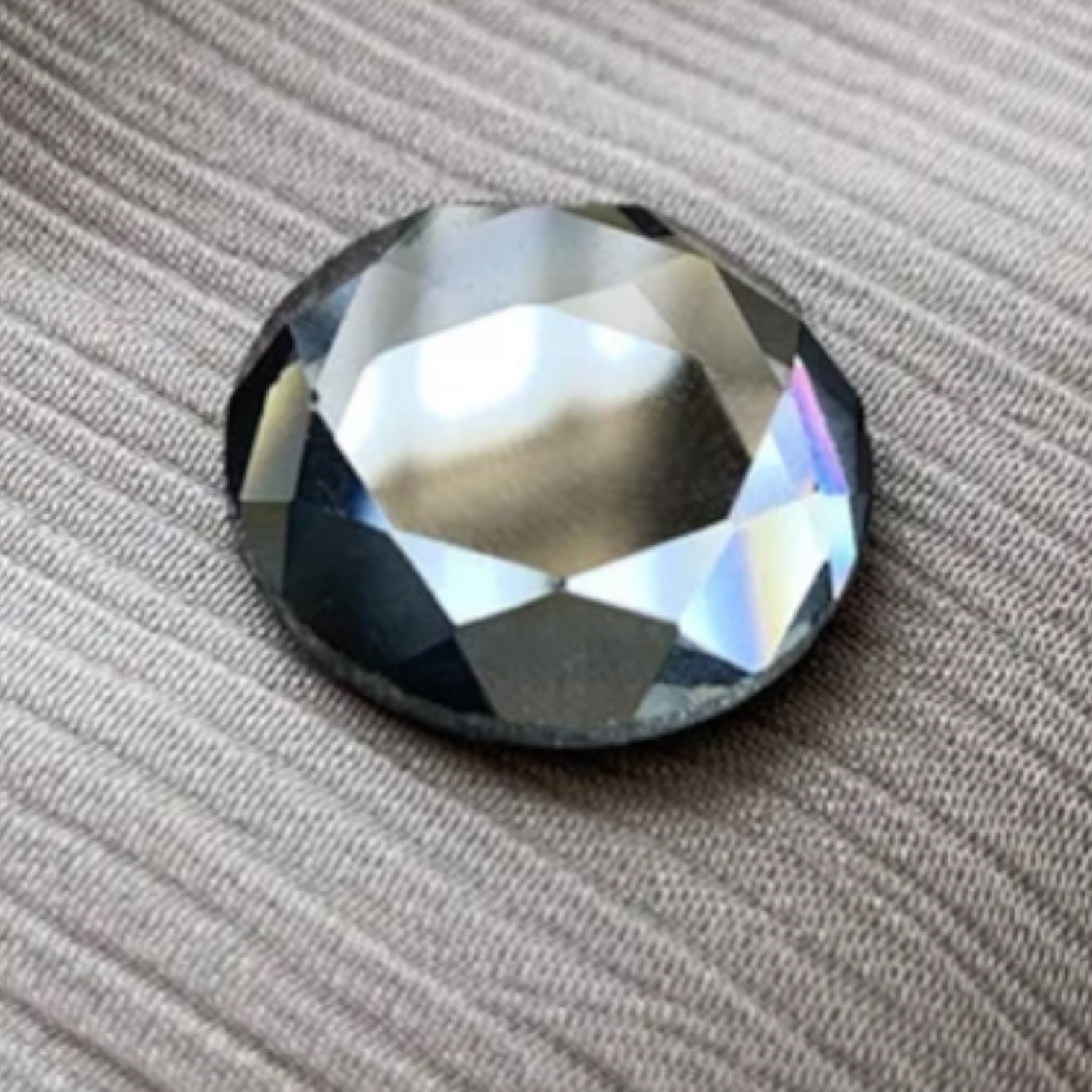 Opaque Faceted Grey Glass Magnetic Button