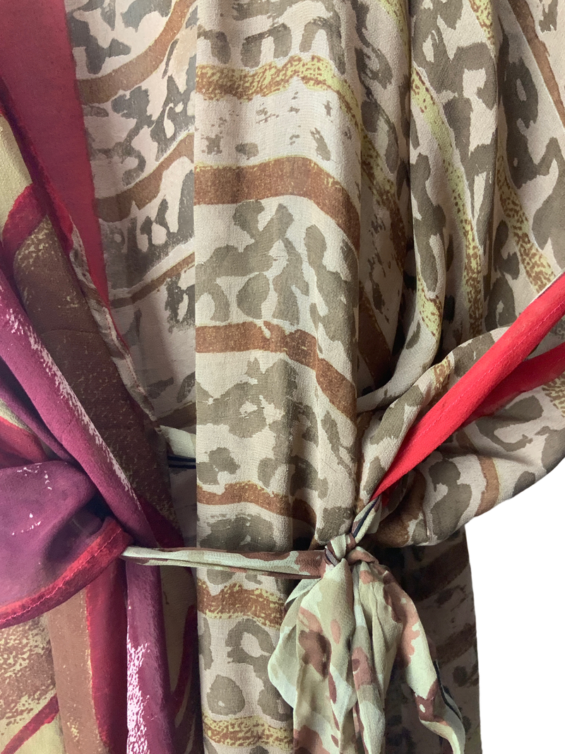 PRG941 Sheer Avatar Pure Silk Kimono-Sleeved Jacket with Belt