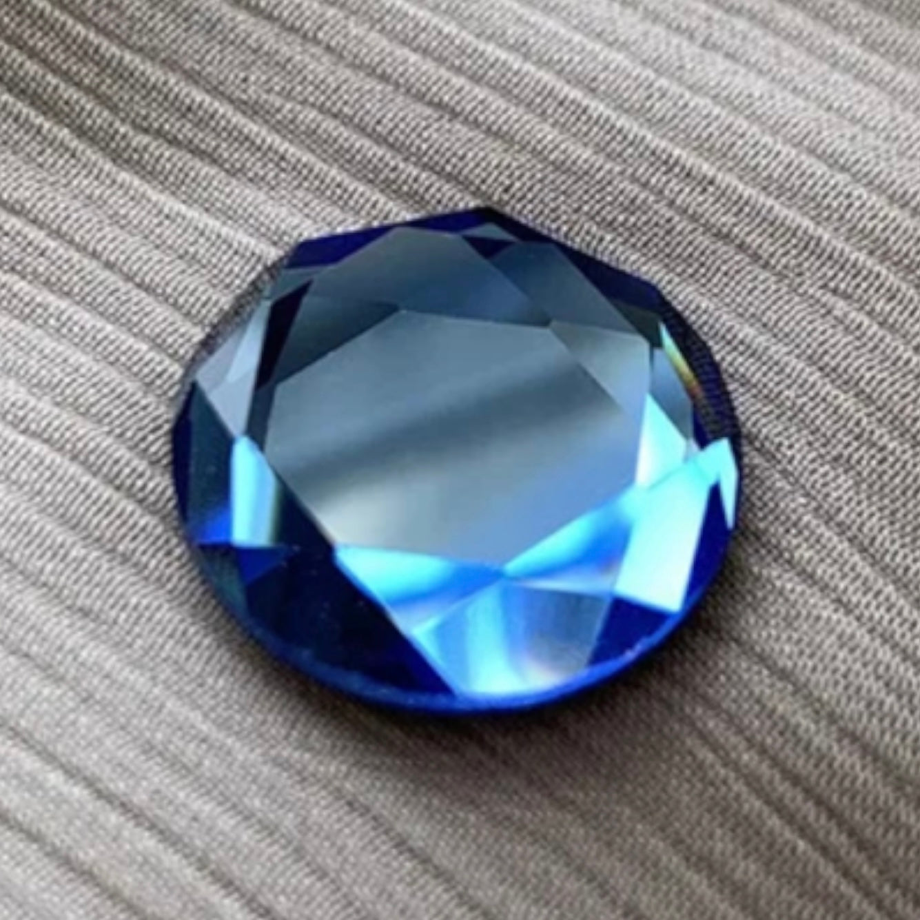 Opaque Faceted Sky Blue Glass Magnetic Button