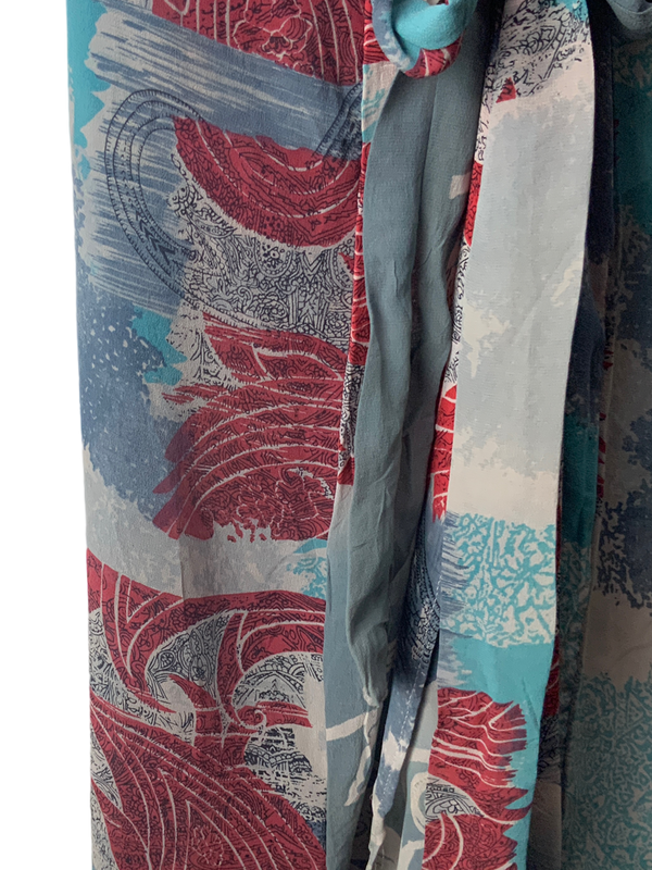 PRG1251 Sheer Avatar Long Pure Silk Kimono Sleeved Duster with Belt