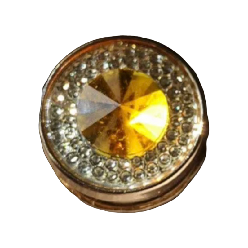 Yellow Gem with Rhinestones Magnetic Button