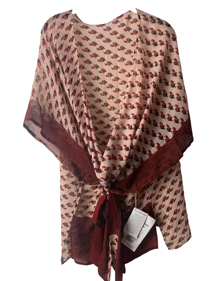 PRG063 Sheer Avatar Pure Silk Kimono-Sleeved Jacket with Belt
