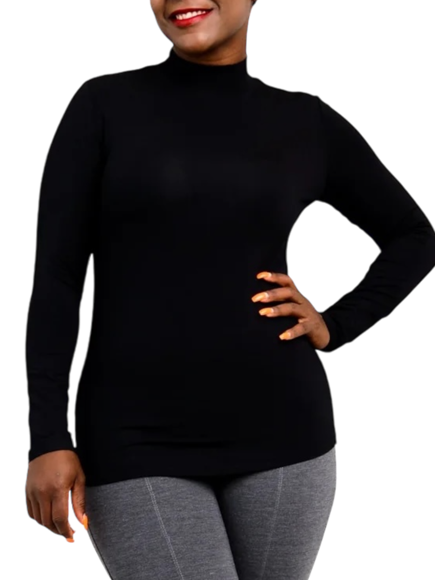 Tonya Black Bamboo Mock Neck Top