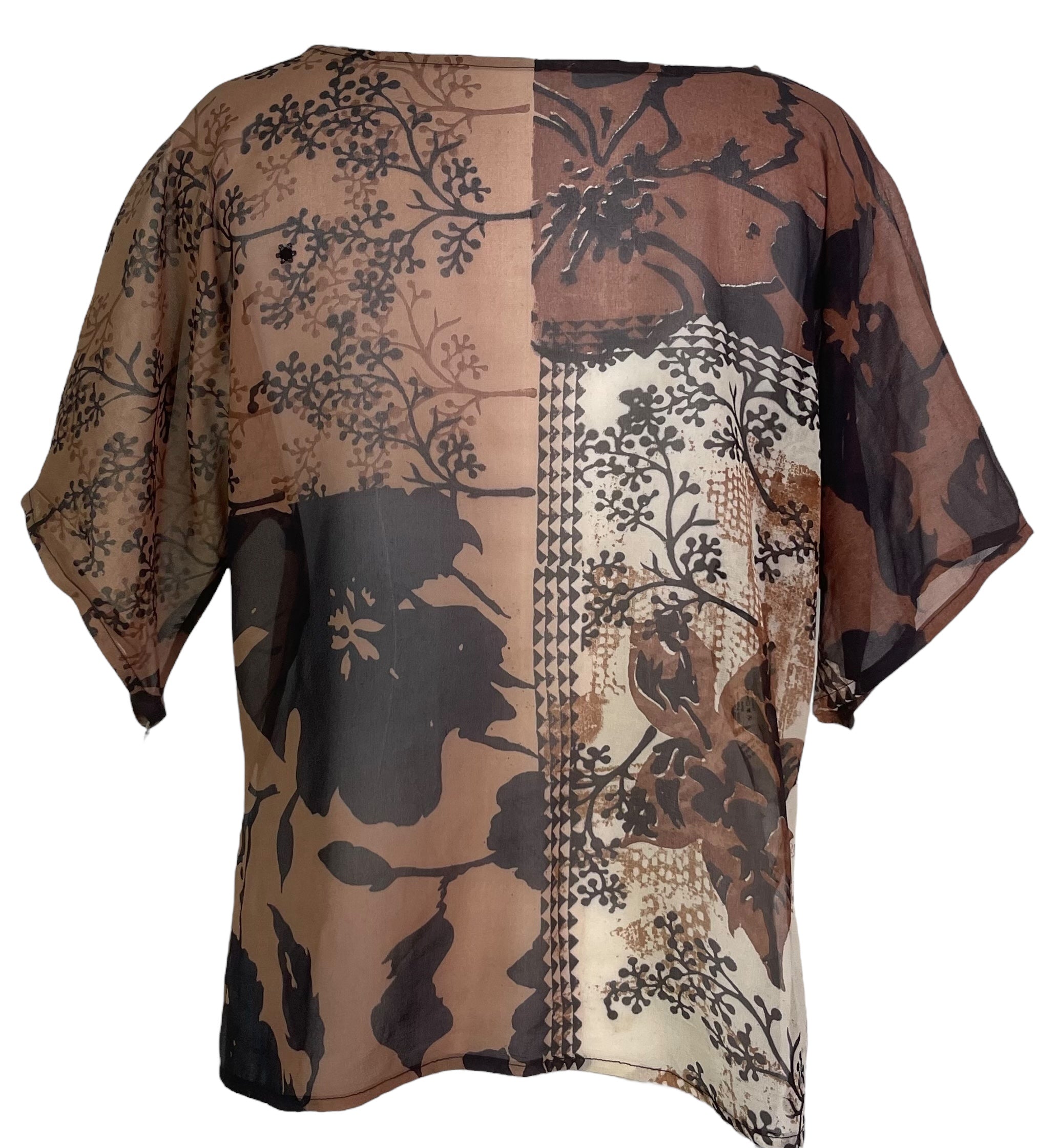 PRG7580 Sheer Avatar Pure Silk Side Slit Top