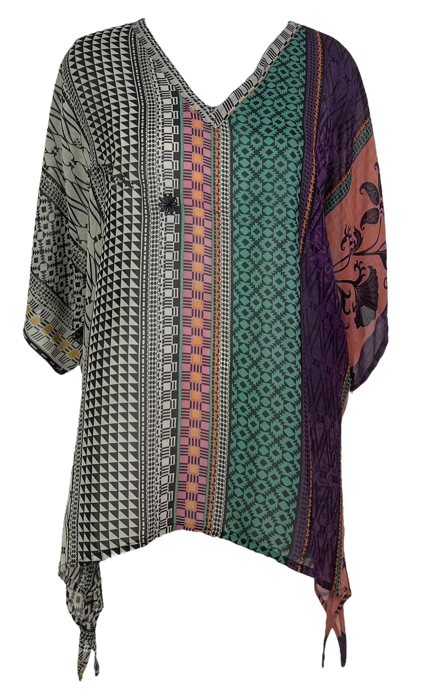 PREVIEW PRG8137 Avatar Pure Silk Long Tunic with Side Ties by DECEMBER2025 – Handmade ethical Side Tie Tunic from sariKNOTsari using upcycled silk. Designed in Canada for travel and slow fashion, loved from Toronto to LA to Sydney.
