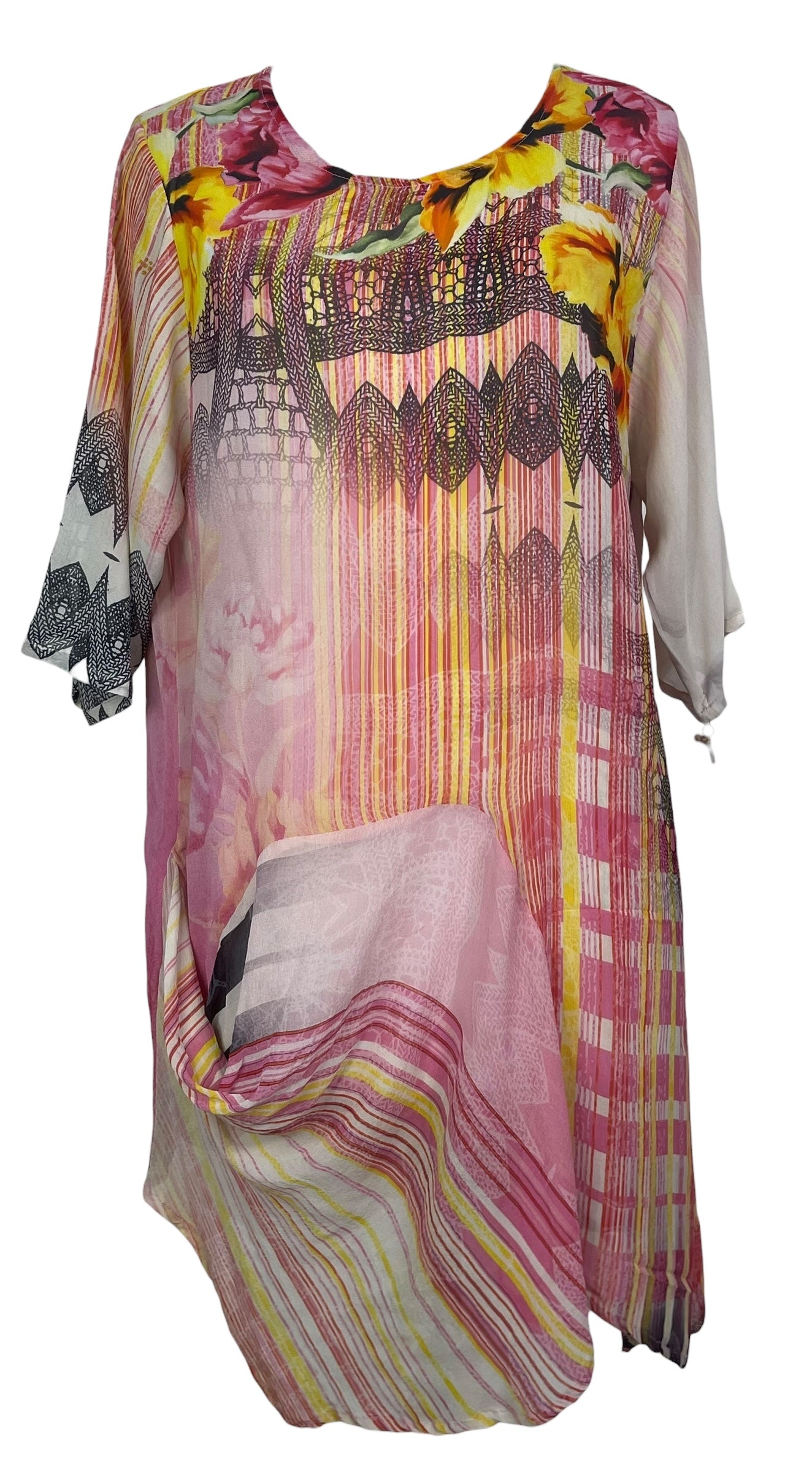 PREVIEW PRG8481 Sheer Wabi Sabi Pure Silk Self Pocket Tunic Dress
