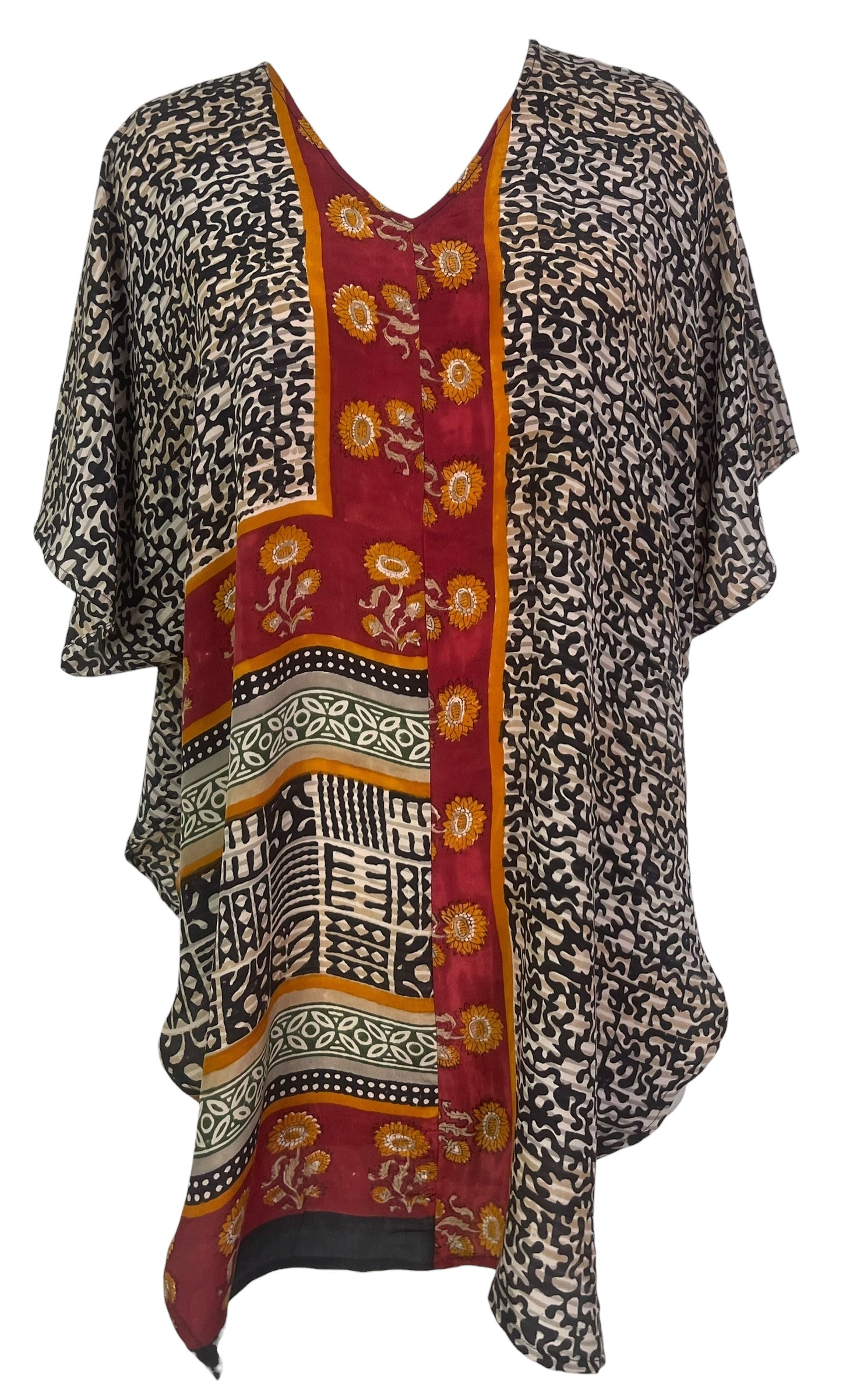 PREVIEW PRC8609  Avatar Pure Silk Waterfall Top by FEBRUARY2026 – Handmade ethical Waterfall Top from sariKNOTsari using upcycled silk. Designed in Canada for travel and slow fashion, loved from Toronto to LA to Sydney.