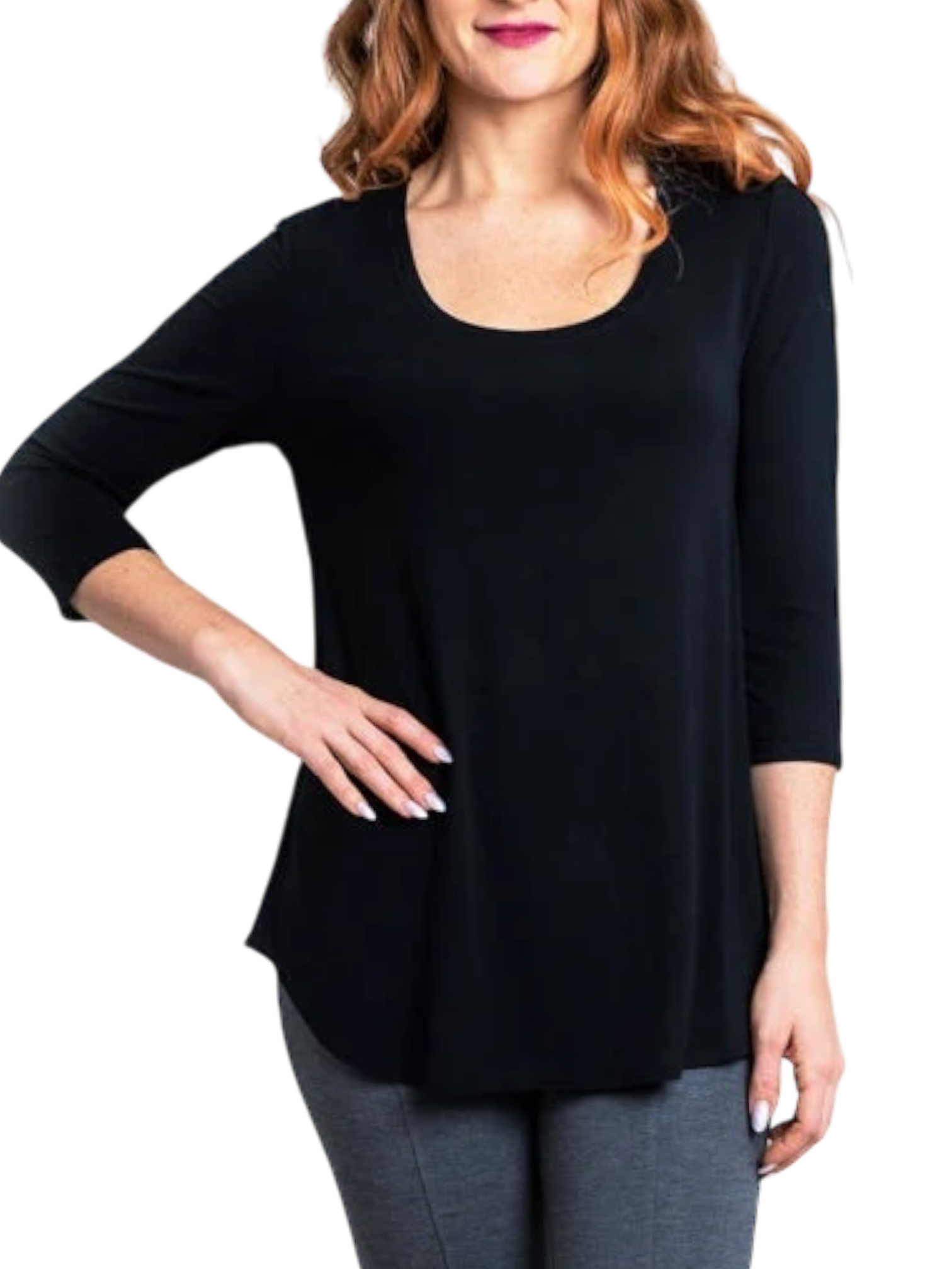 Jazz 3/4 Sleeve Black Bamboo Top