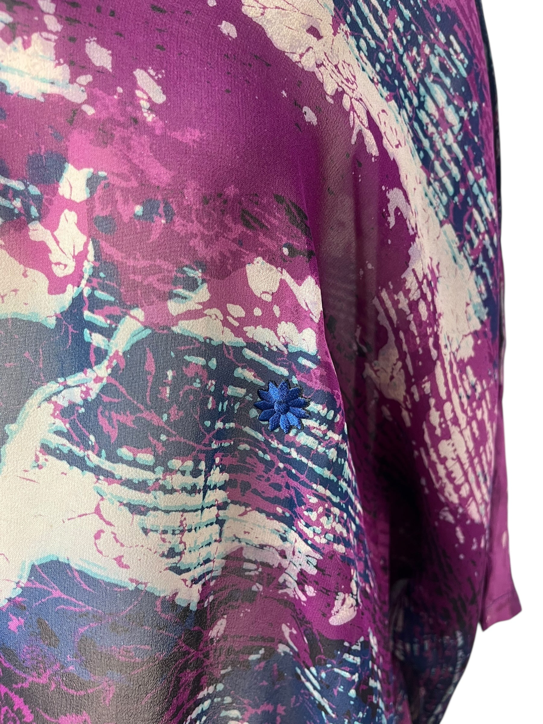 PRG7880 Sheer Wabi Sabi Pure Silk Long Tunic with Side Ties