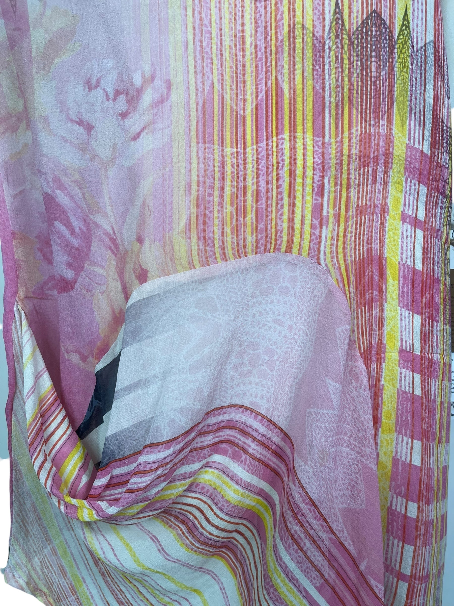 PRG8481 Sheer Wabi Sabi Pure Silk Self Pocket Tunic Dress