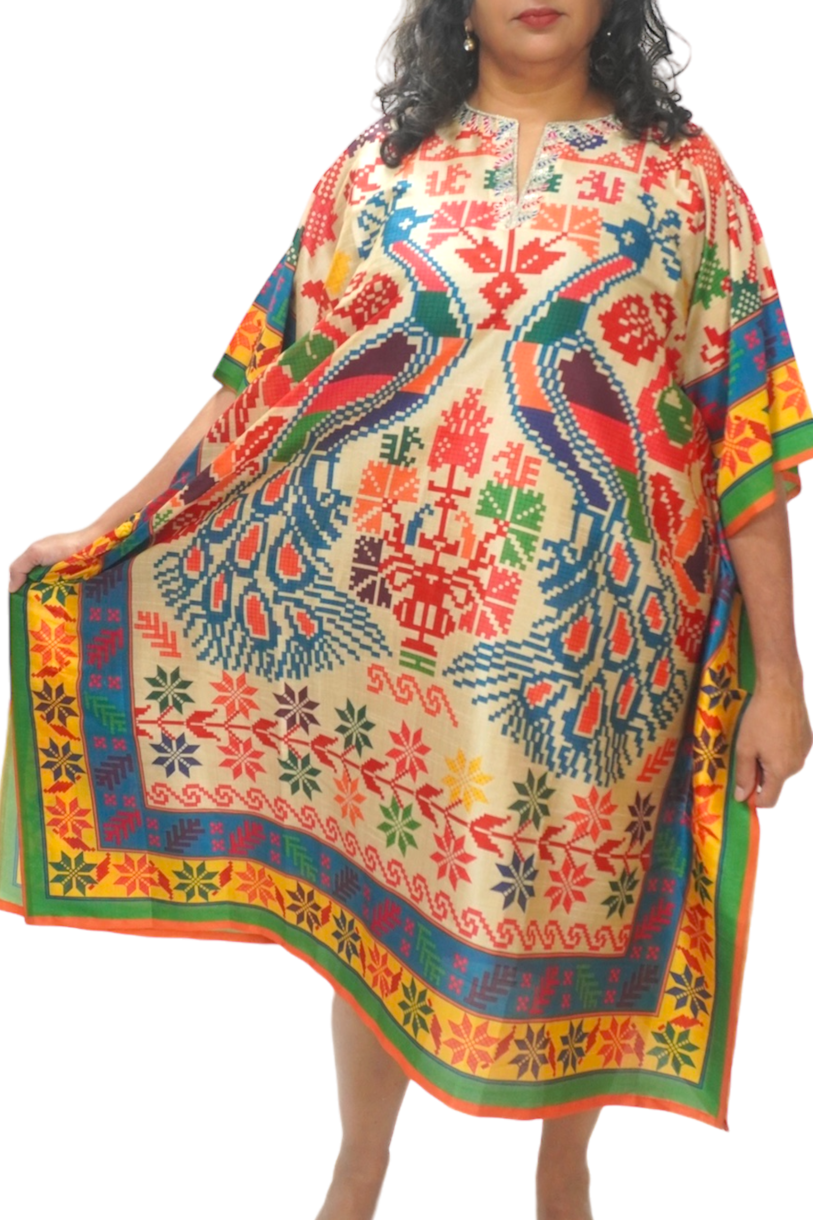 The Ndenzi Silk Blend Midi Length Kaftan LOOSE FIT