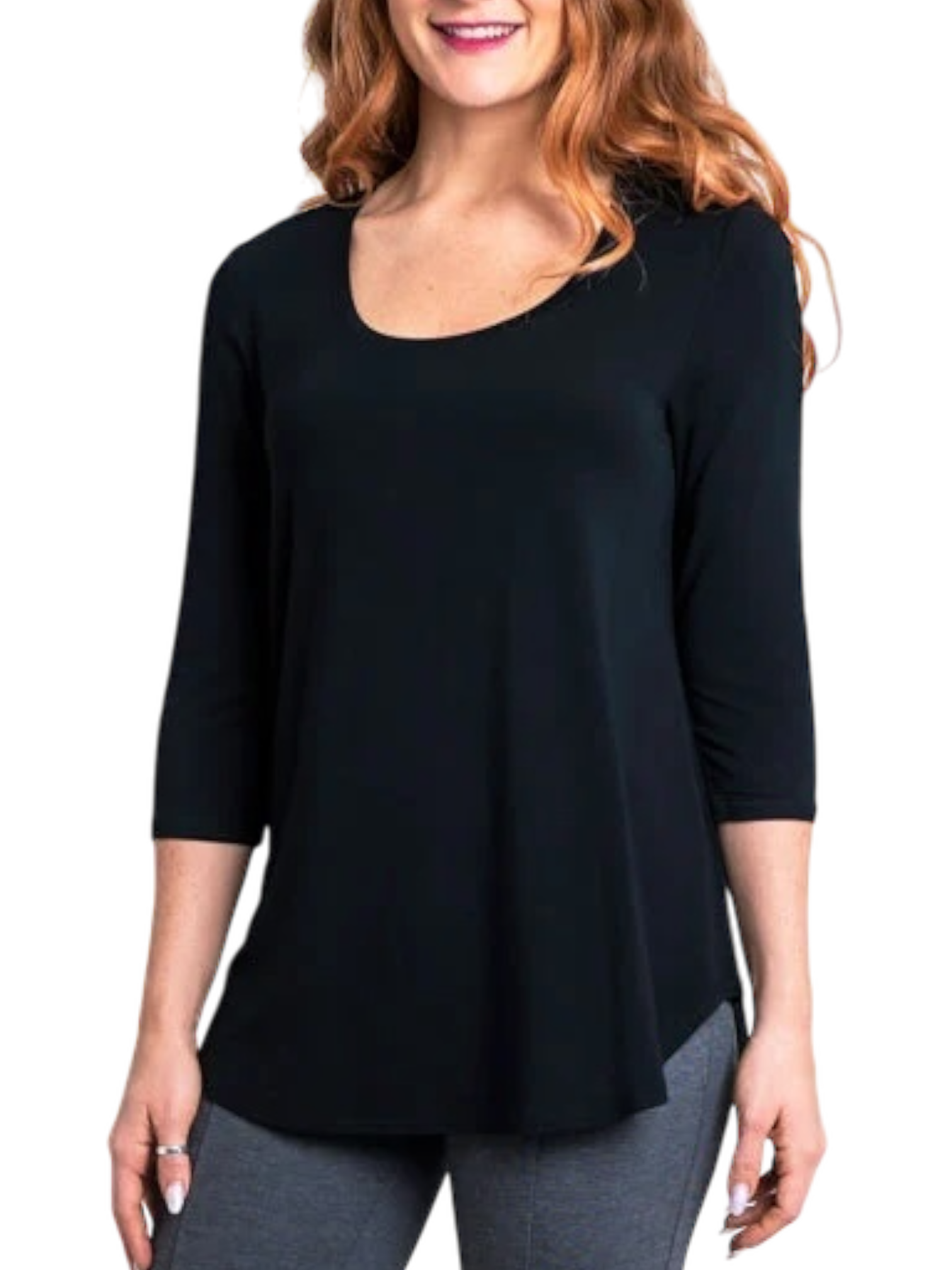 Jazz 3/4 Sleeve Black Bamboo Top