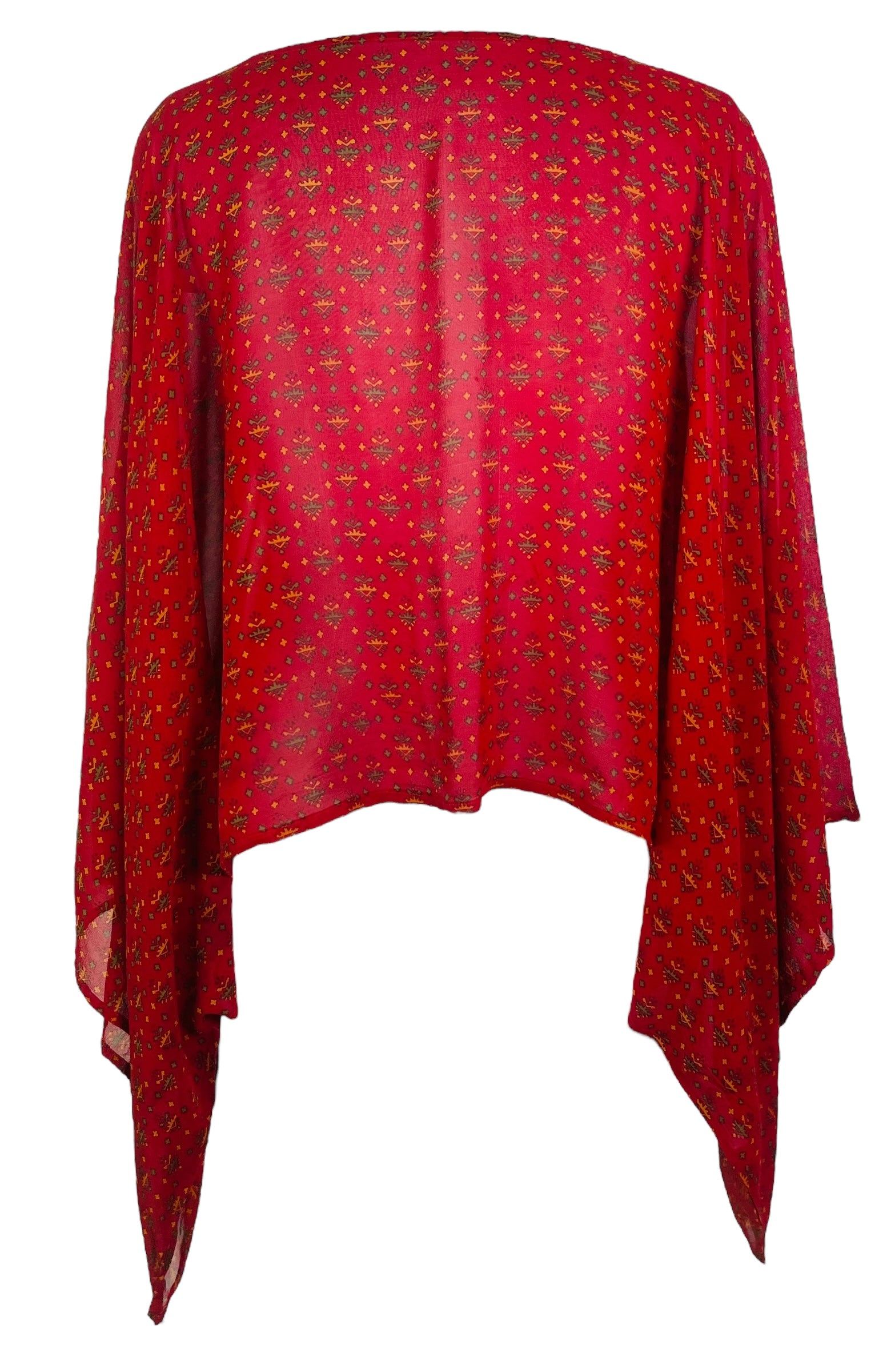 PRG7572 Sheer Wabi Sabi Pure Silk Kimono-Sleeved Top