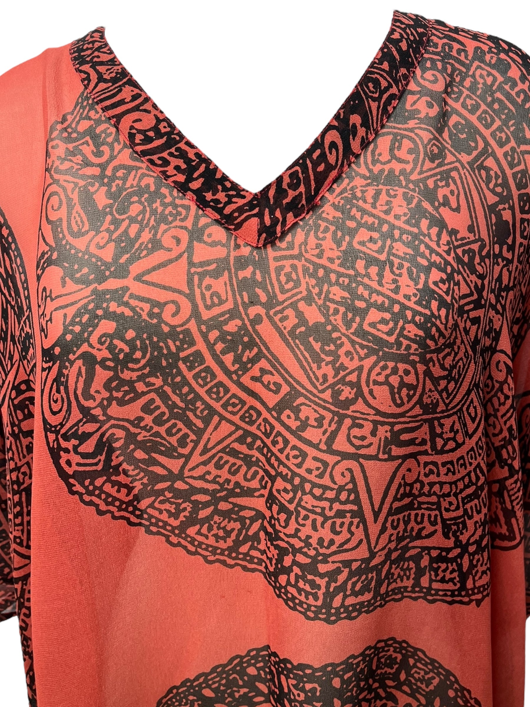 PRG101 Sheer Avatar Pure Silk Midi Length Kaftan with Slits